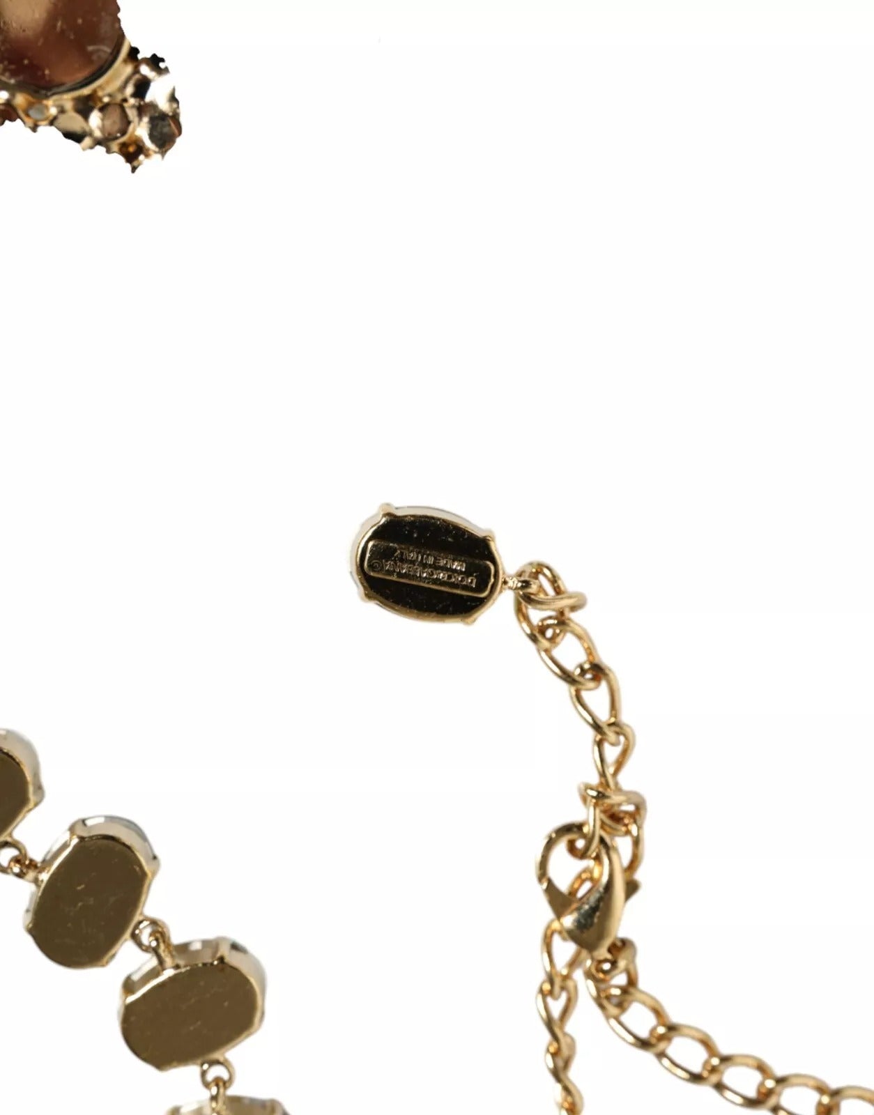 Dolce & Gabbana gouden ketting van messing schakels met rozenblaadjes en kristallen