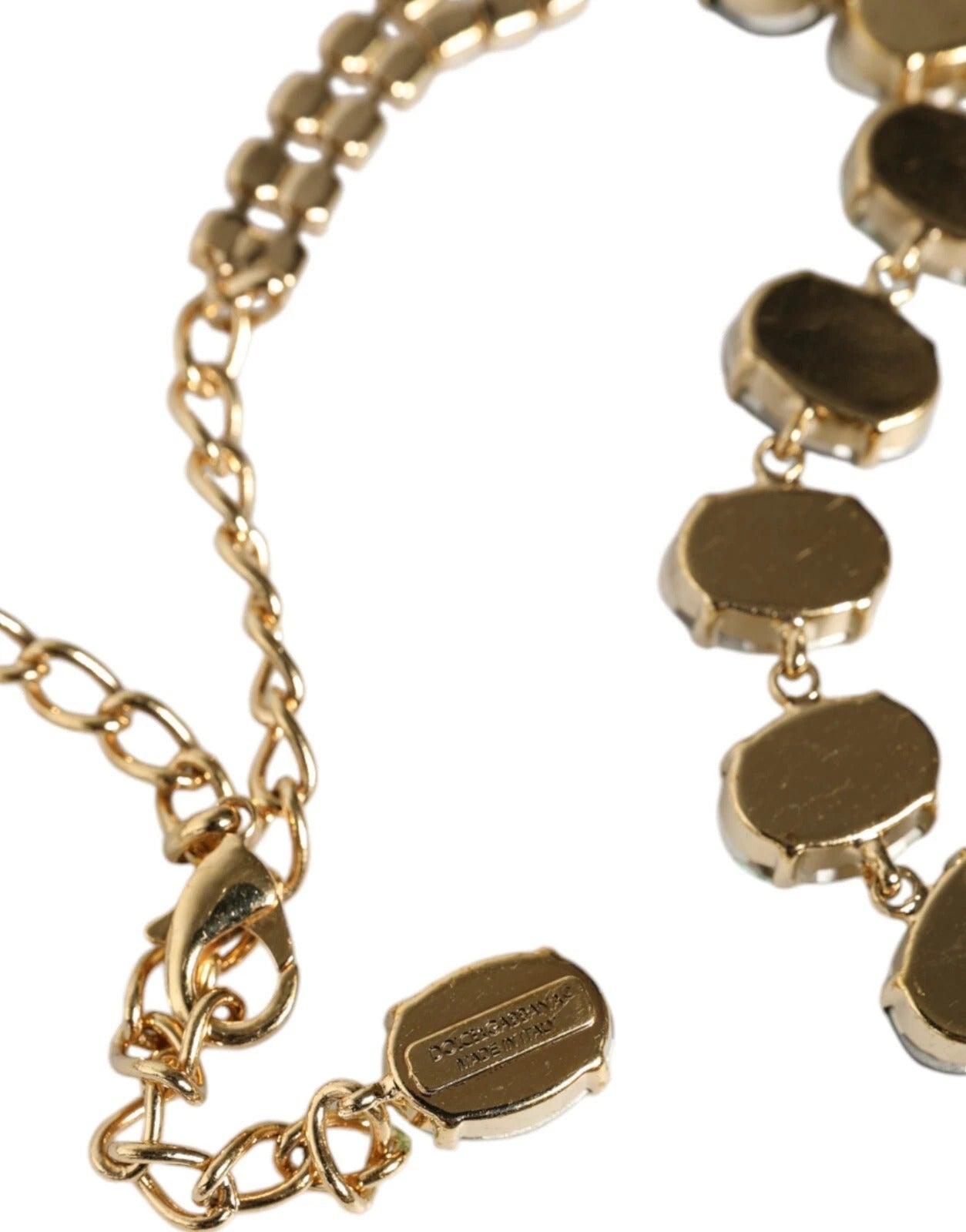 Dolce & Gabbana gouden ketting van messing schakels met rozenblaadjes en kristallen