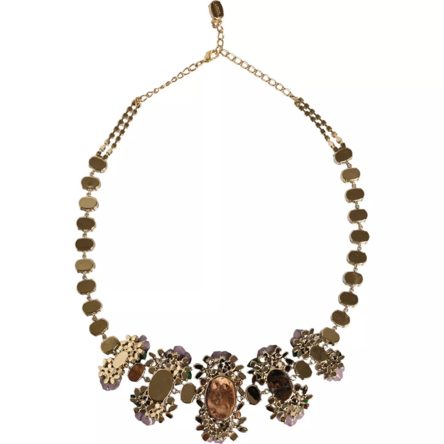 Dolce & Gabbana gouden ketting van messing schakels met rozenblaadjes en kristallen