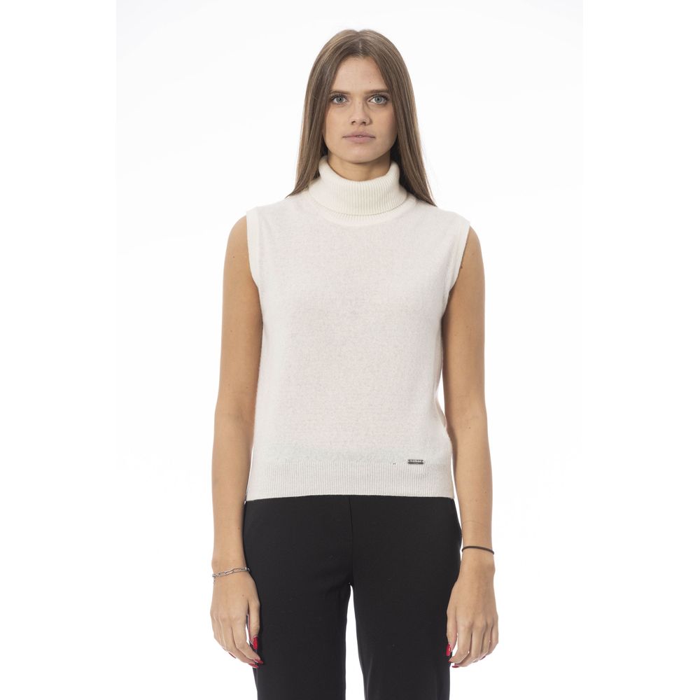 Baldinini Trend Witte Wollen Mouwloze Jas