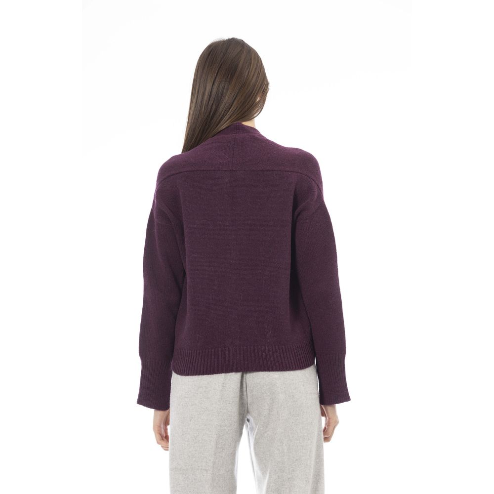 Alpha Studio Cardigan en laine mérinos bordeaux pour femme