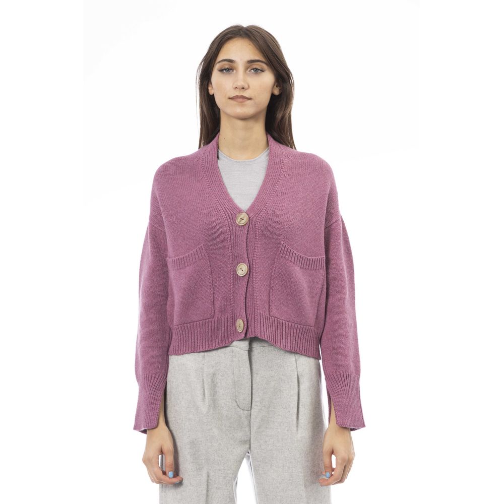 Alpha Studio Cardigan pour femme en laine mérinos multicolore