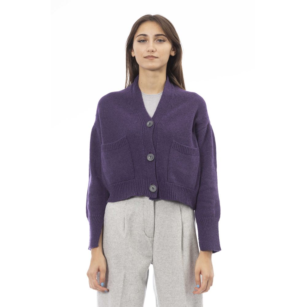 Gilet en laine mérinos violet Alpha Studio