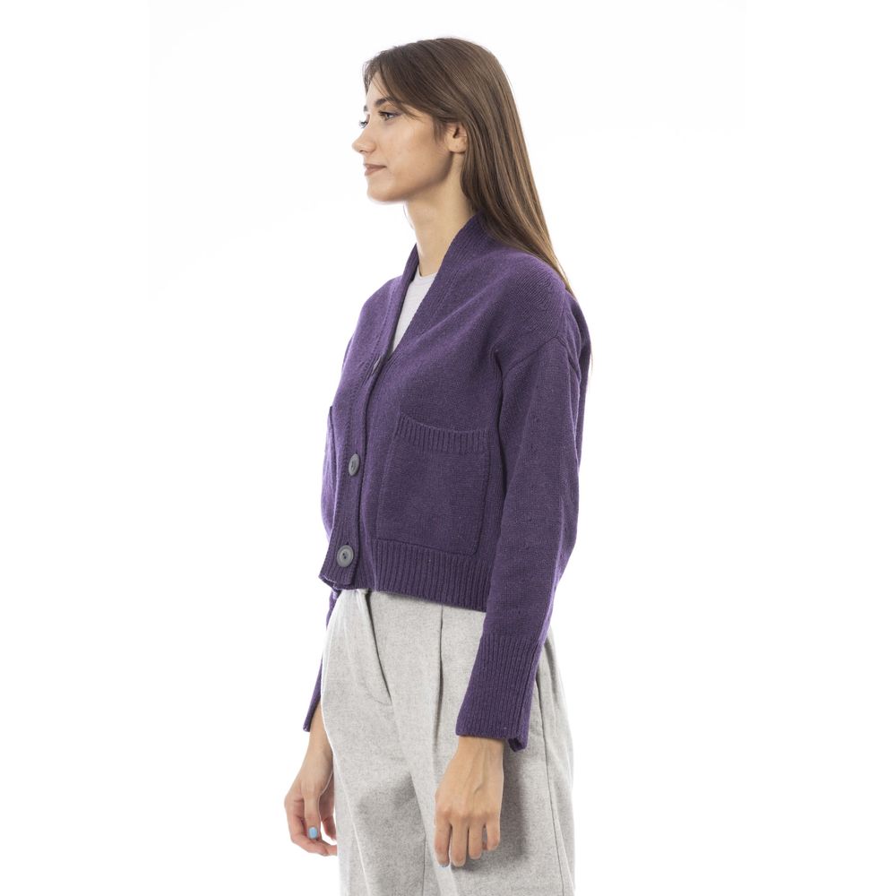 Gilet en laine mérinos violet Alpha Studio