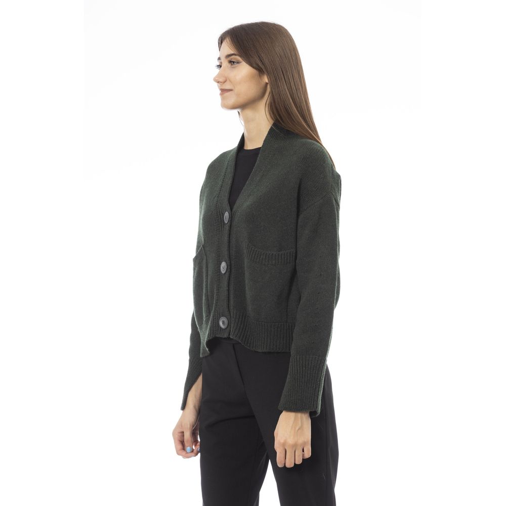 Alpha Studio Cardigan en laine mérinos grise pour femme
