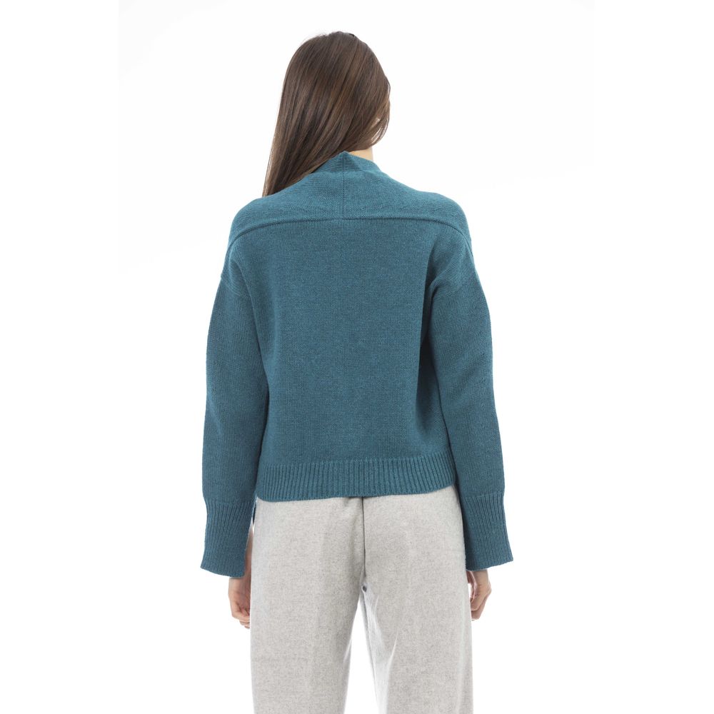 Alpha Studio Cardigan pour femme en laine mérinos bleu sarcelle
