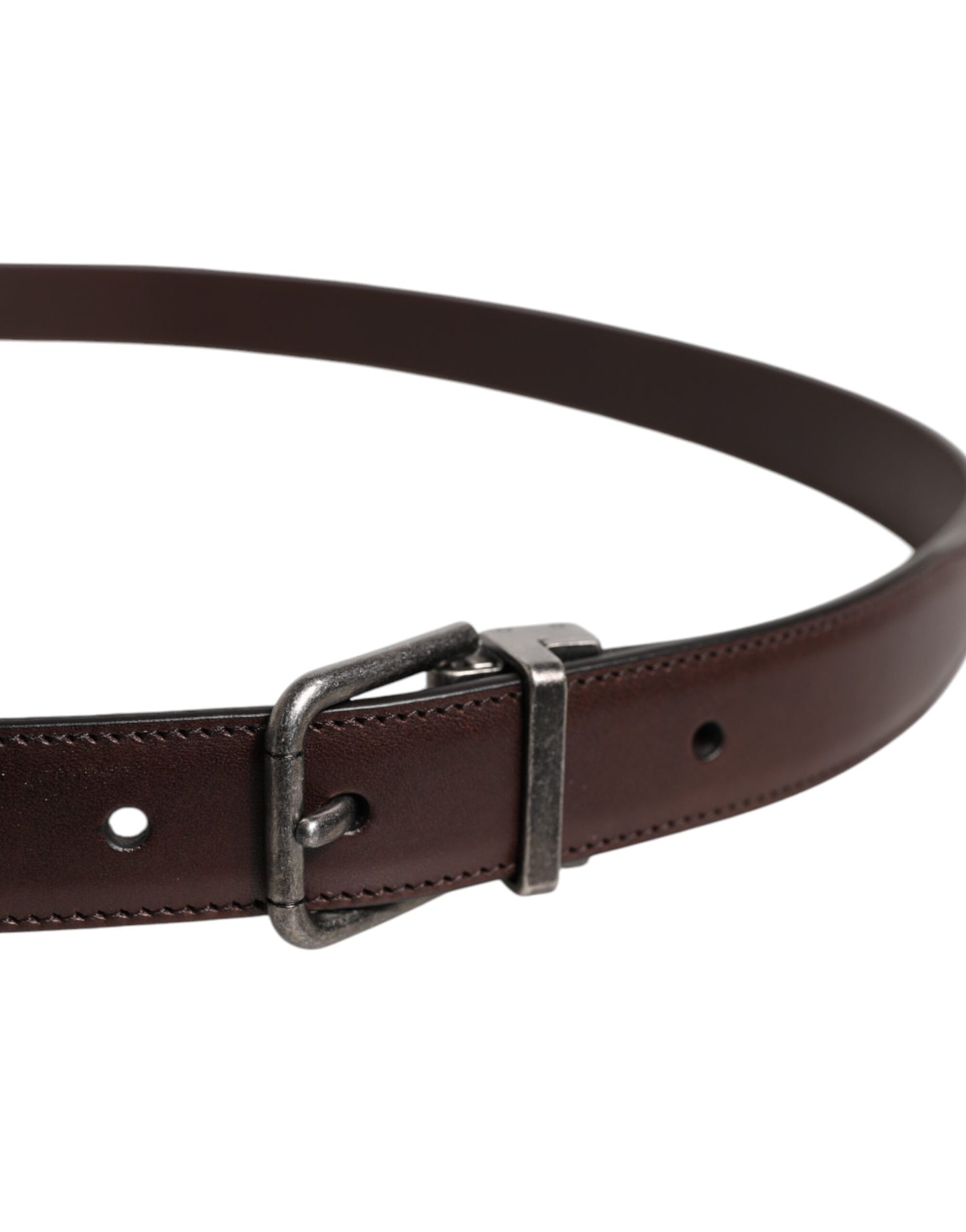 Dolce & Gabbana leren riem in donkerbruin met antiek zilveren gesp