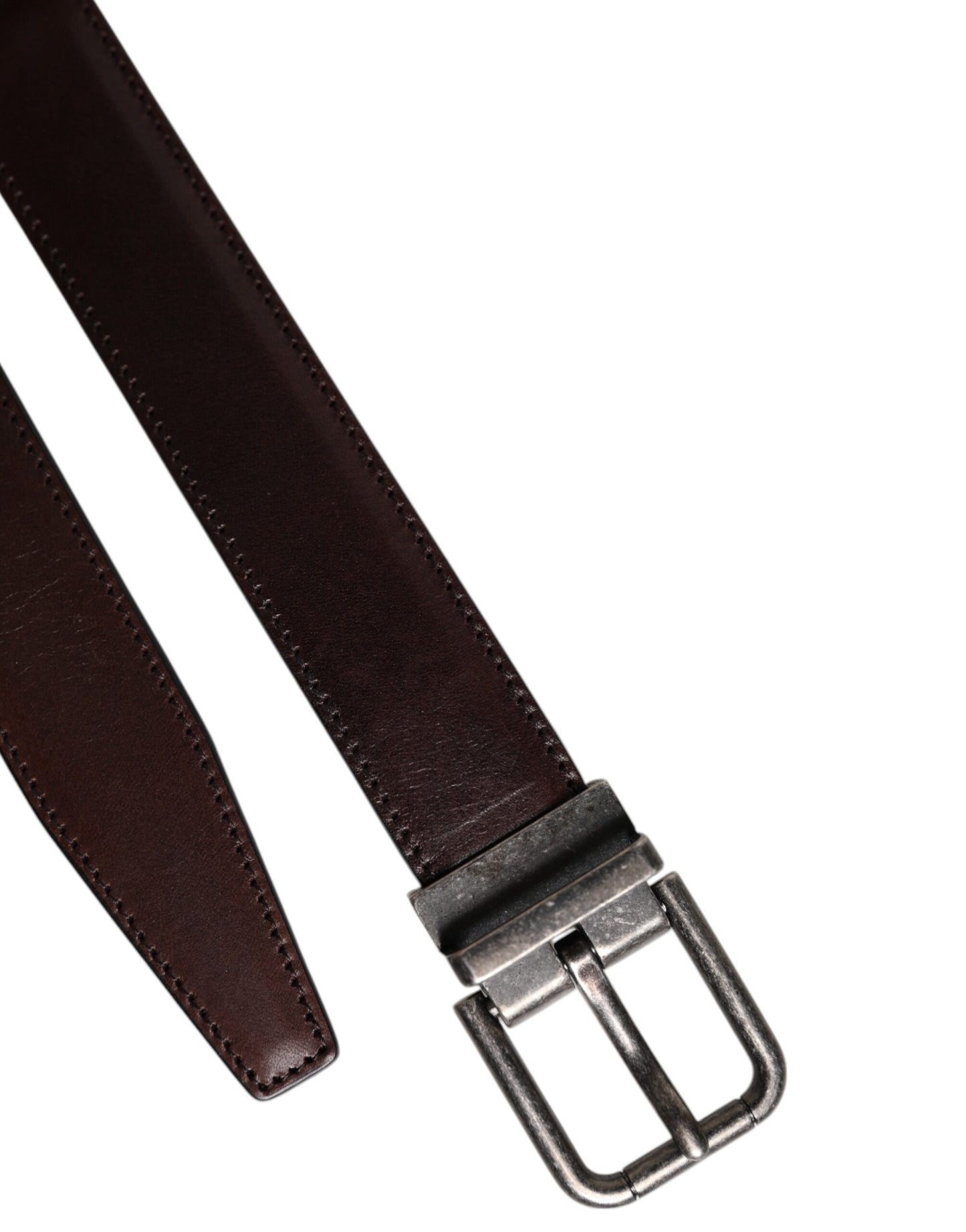 Dolce & Gabbana leren riem in donkerbruin met antiek zilveren gesp