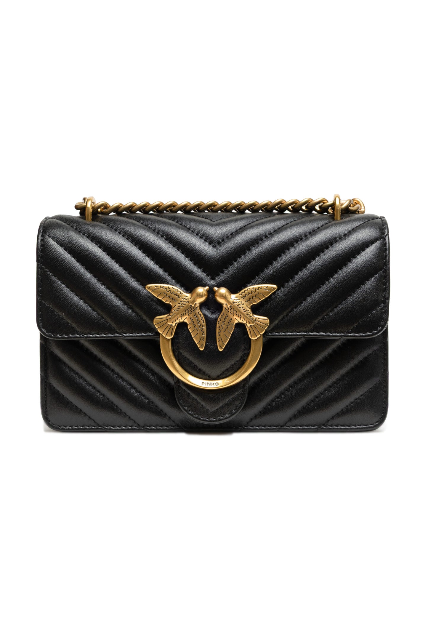 PINKO Zwarte leren Love One Mini schoudertas