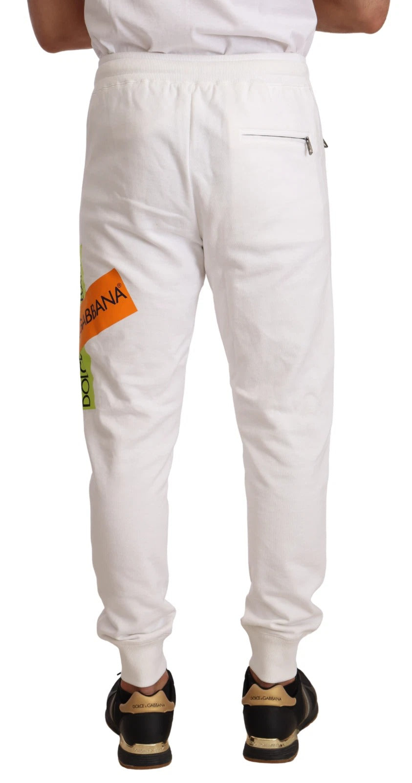 Dolce & Gabbana witte katoenen joggingbroek met logo patch