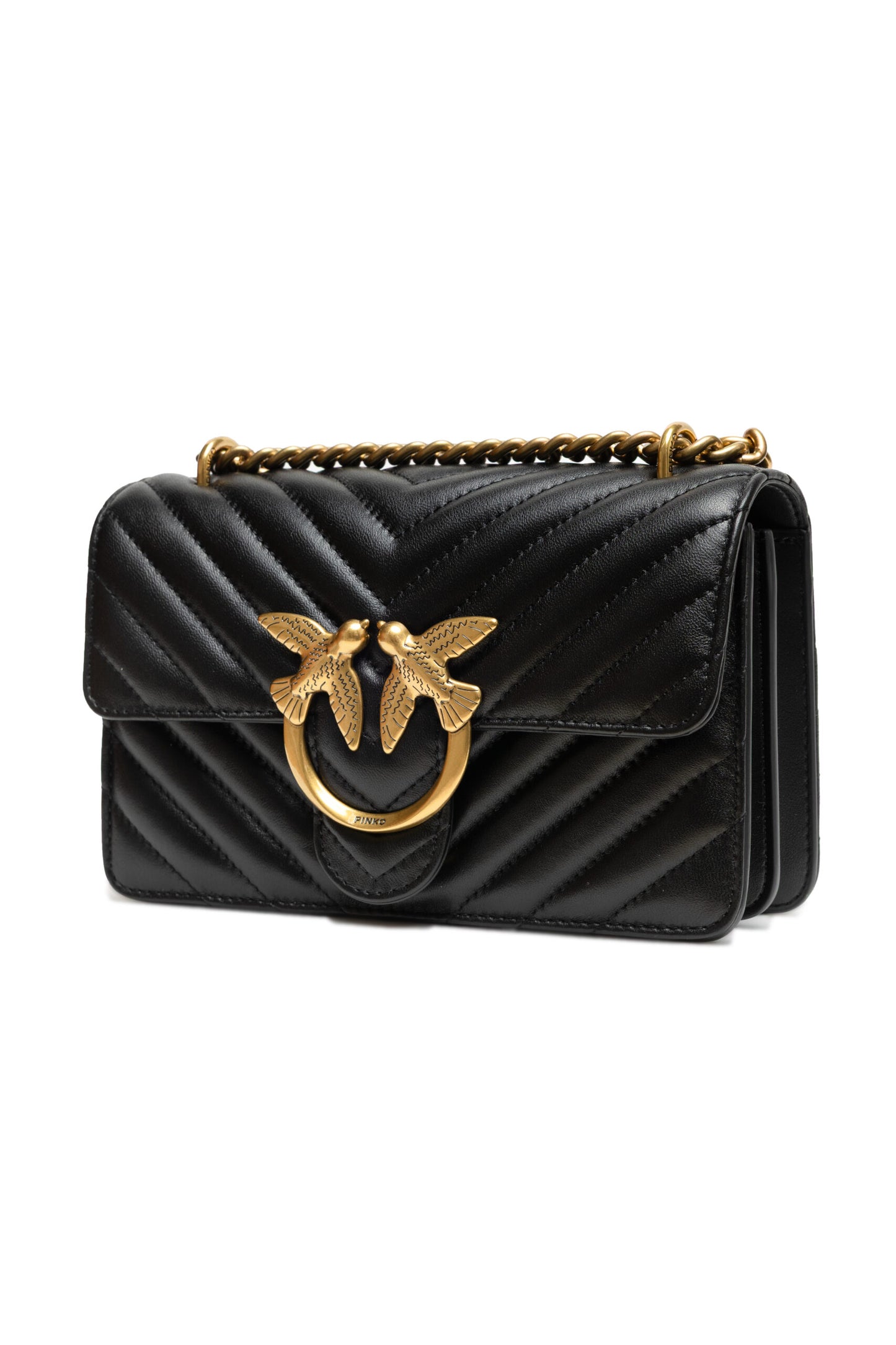 PINKO Zwarte leren Love One Mini schoudertas