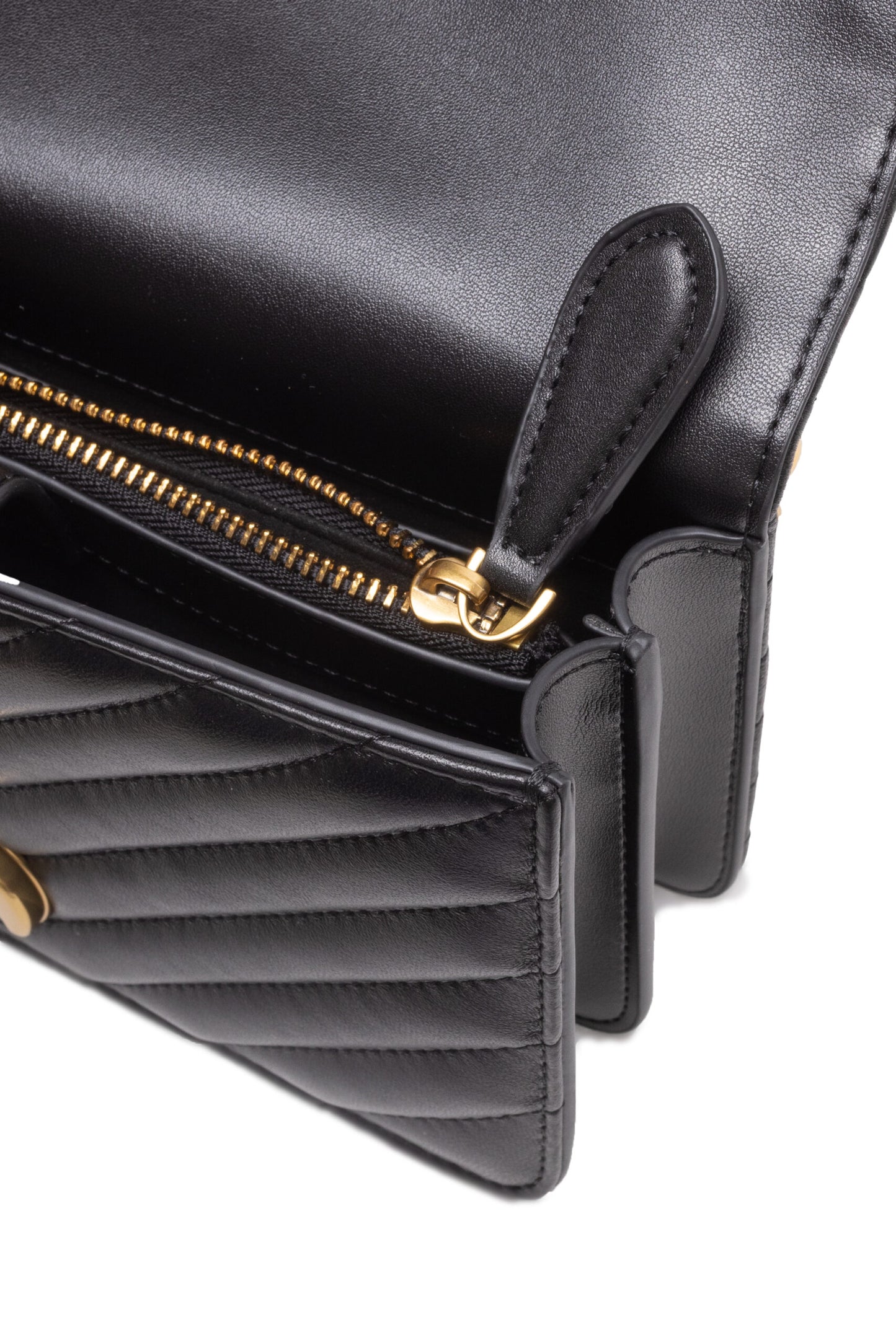 PINKO Zwarte leren Love One Mini schoudertas