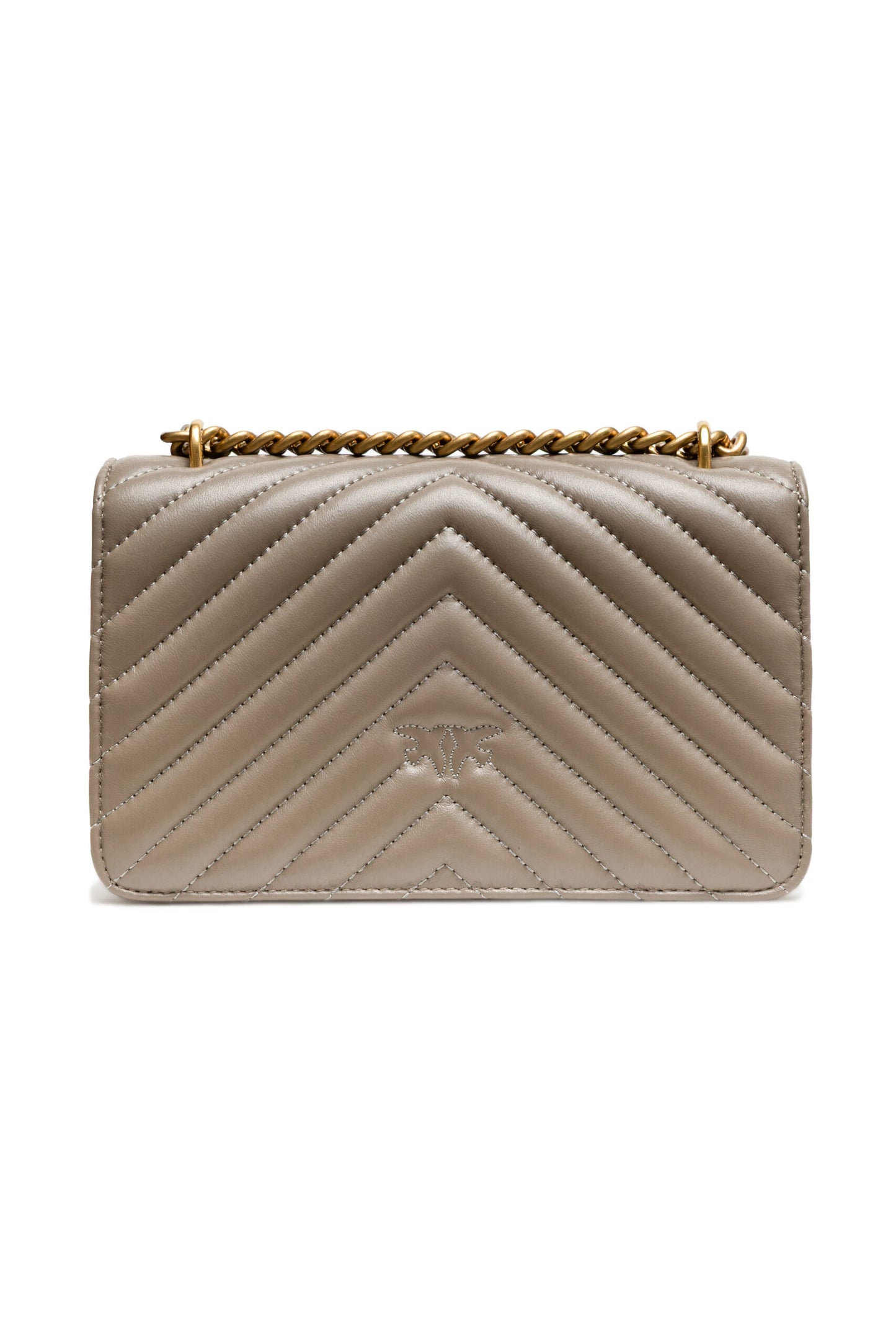 PINKO Grijze leren Love One Mini schoudertas