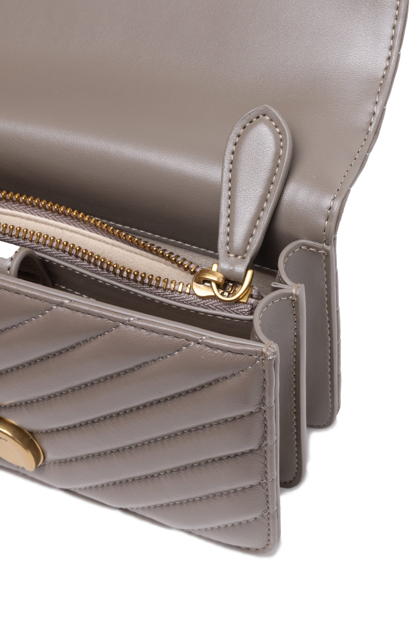 PINKO Grijze leren Love One Mini schoudertas