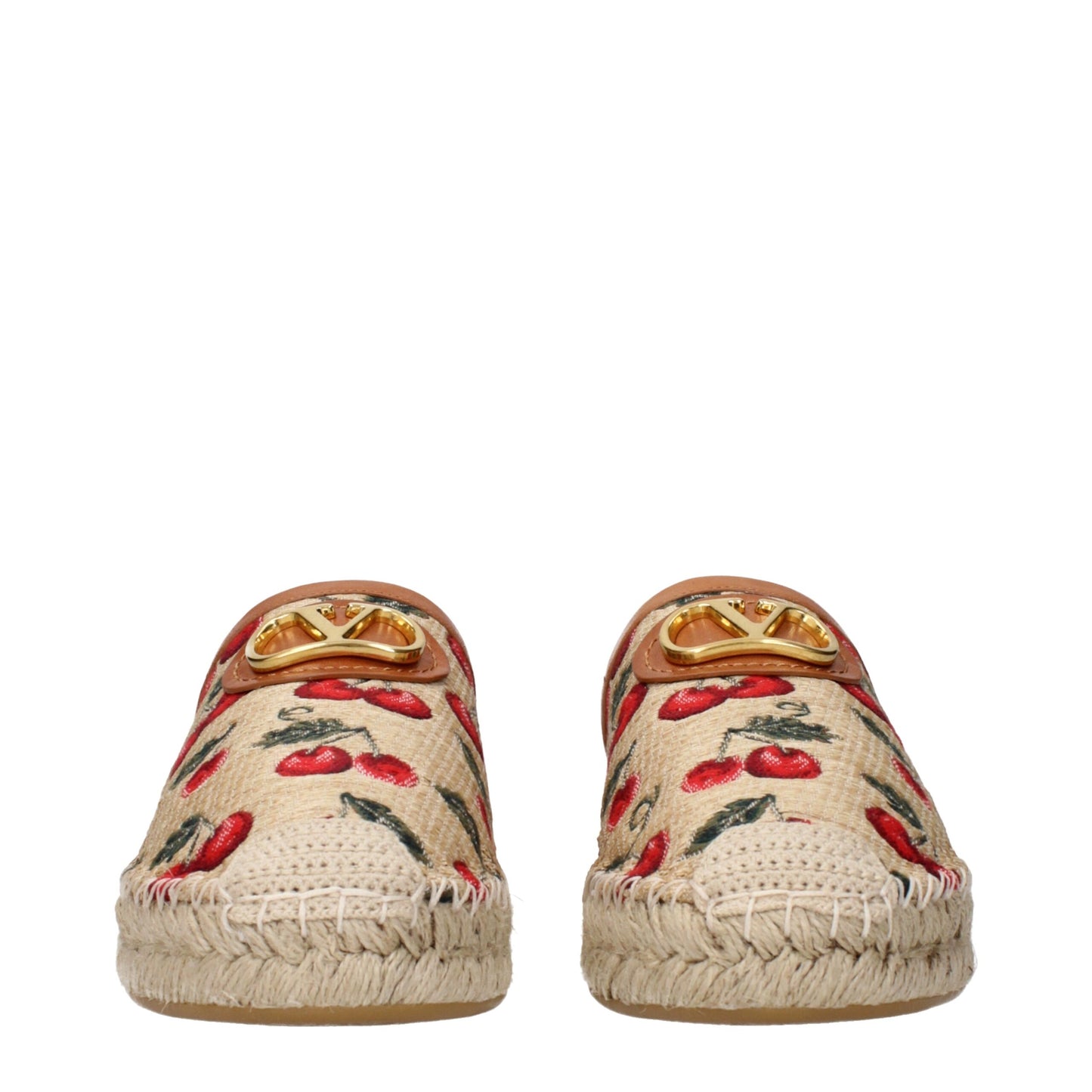 Sandales-nu-pieds en raffia beige Valentino Garavani