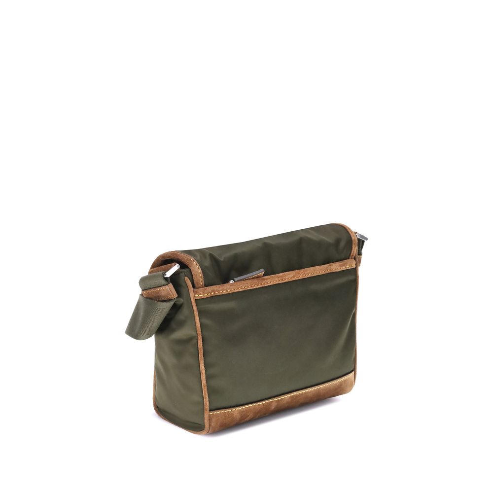 Prada Re-Nylon en lederen middelgrote schoudertas