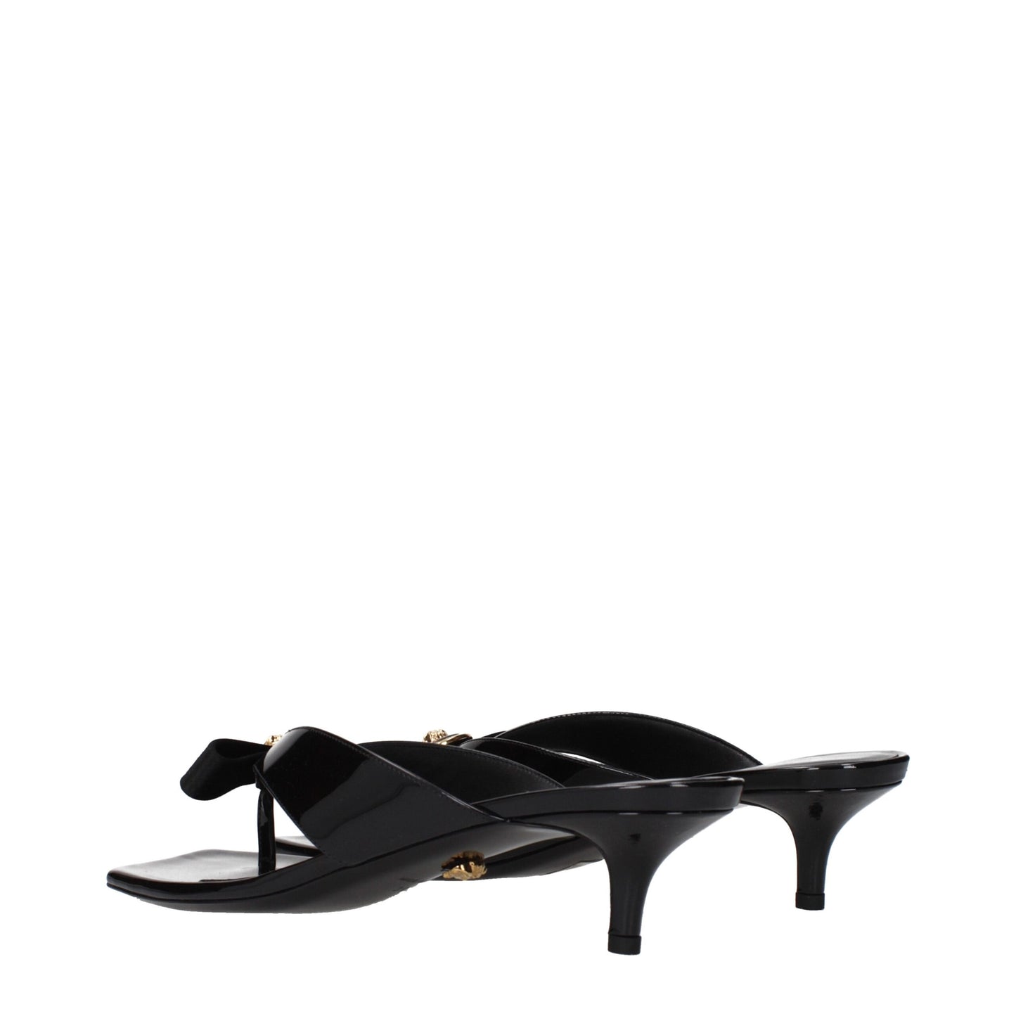 Sandales à talons aiguilles en cuir noir Versace