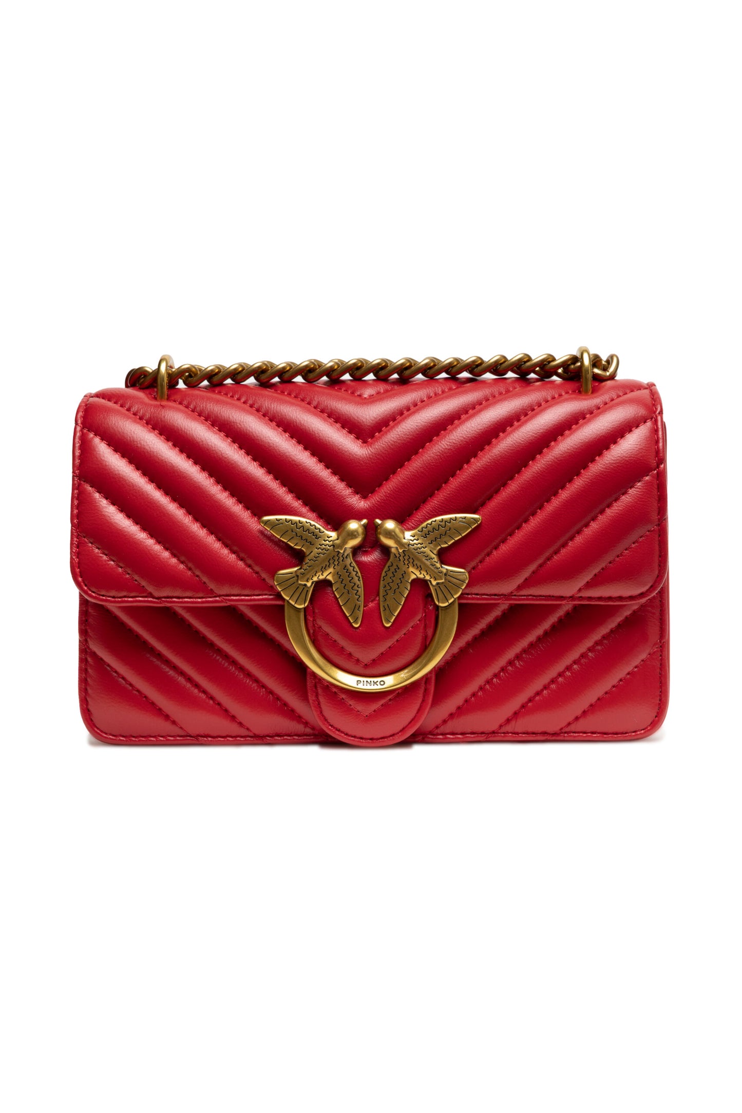 PINKO Sac à main mini porté épaule Love One en cuir rouge