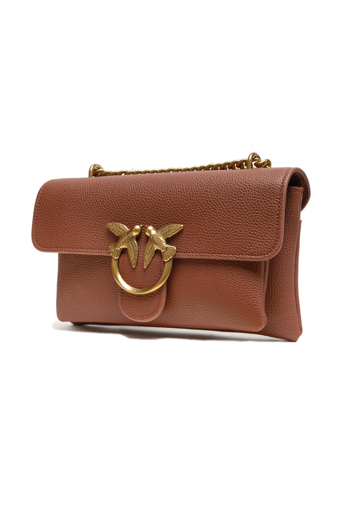 PINKO Bruine leren Love Boucle Riga schoudertas