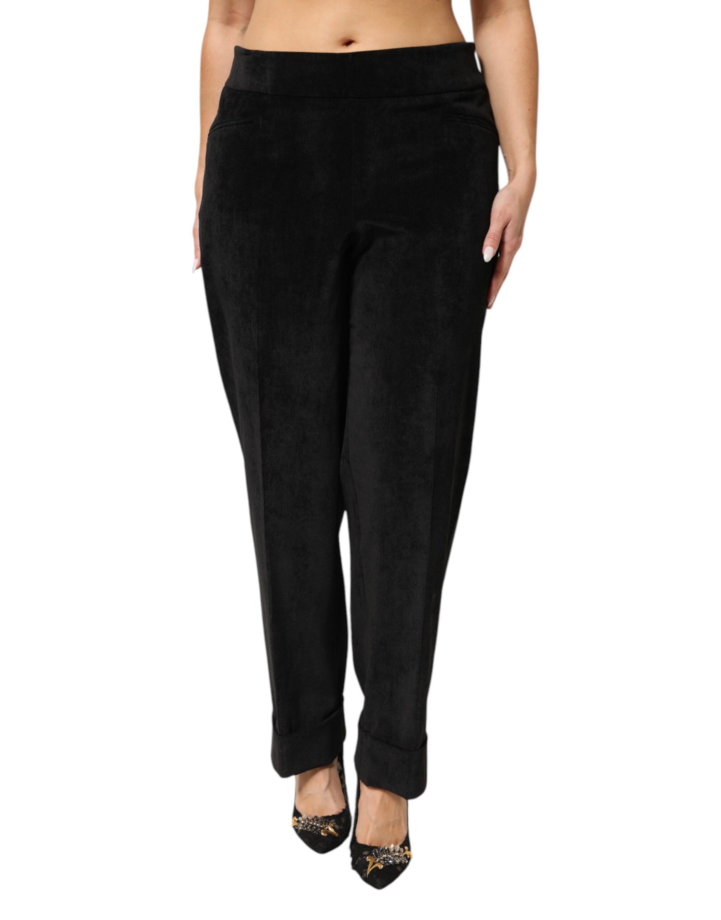 Pantalon-jupette droit noir taille haute de BENCIVENGA