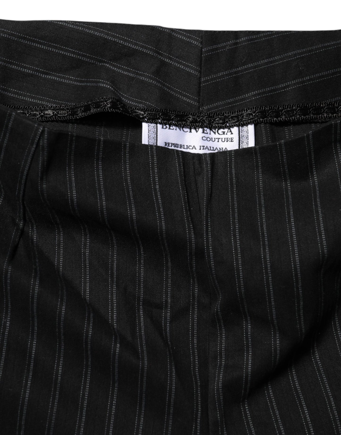 BENCIVENGA Pantalon droit à rayures en laine mélangée noire