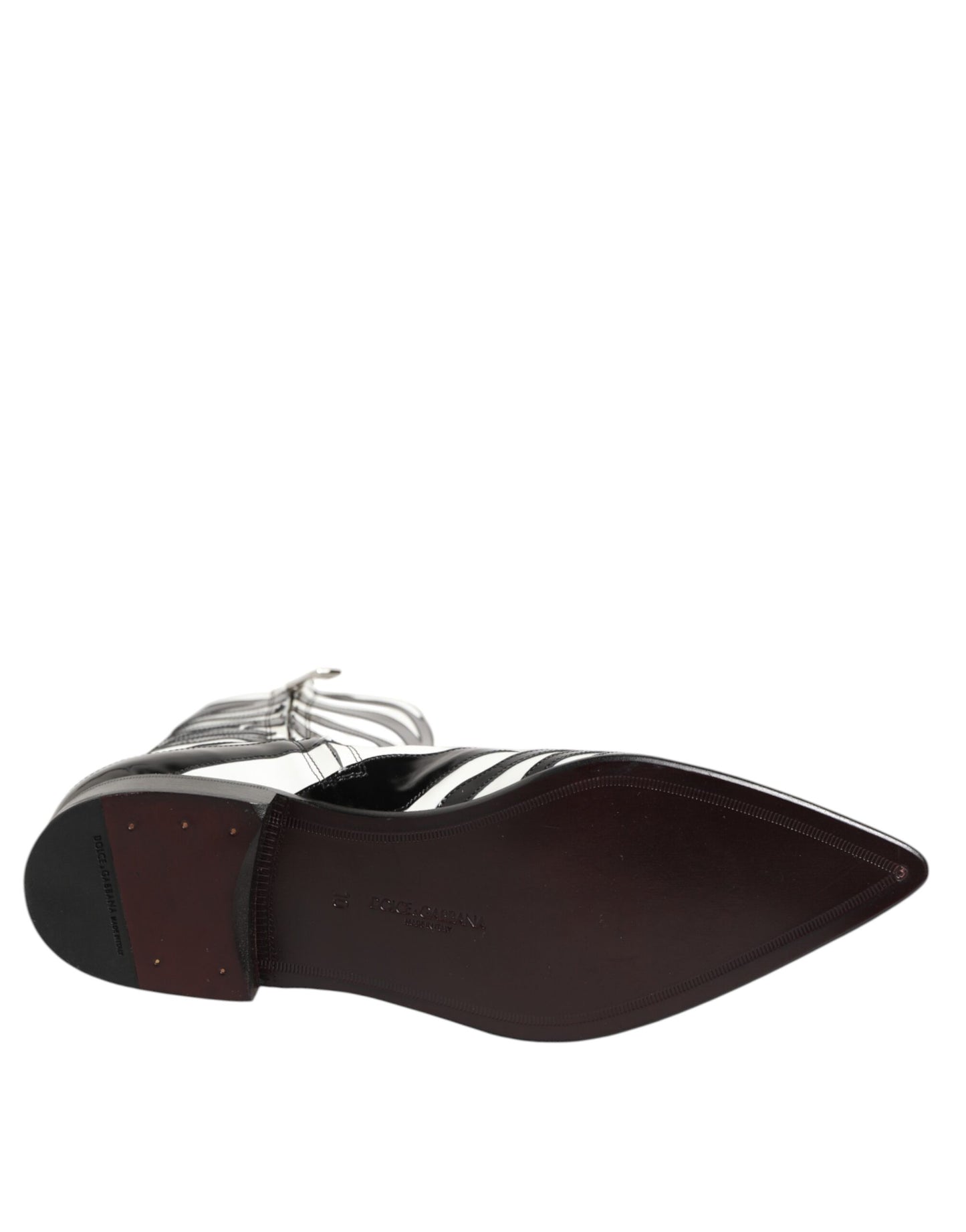 Dolce & Gabbana Zwart Wit Zebra Leren Halfhoge Laarzen