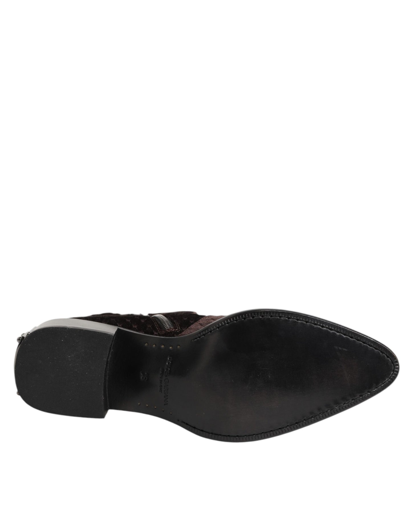 Dolce & Gabbana Bruine Katoenen Fluwelen Halfhoge Korte Laarzen