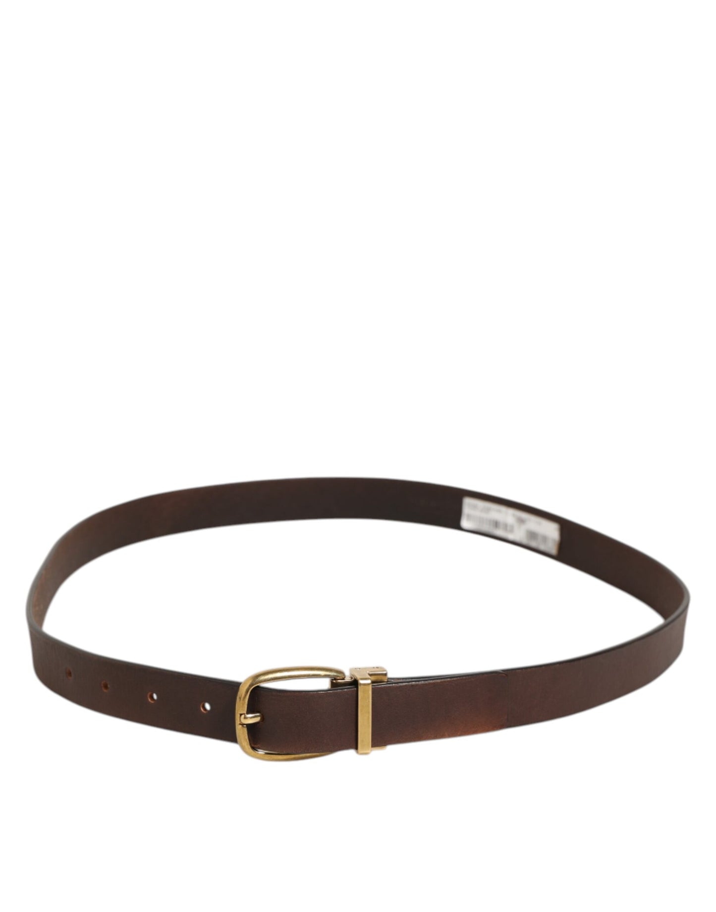 Ceinture classique marron Dolce & Gabbana pour homme avec boucle en métal doré et logo