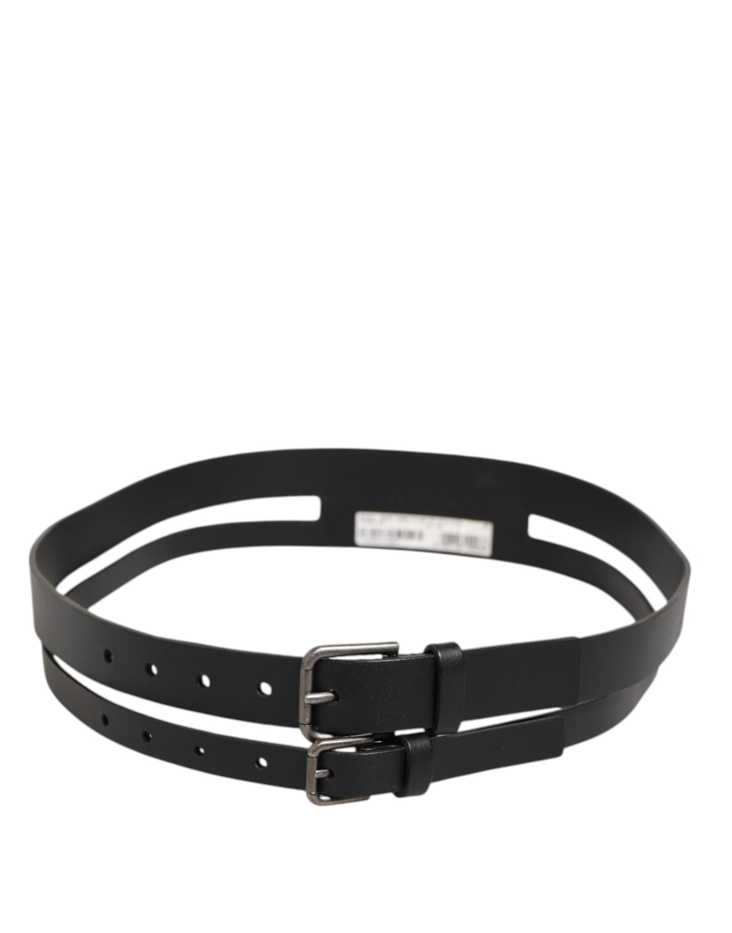 Ceinture homme Dolce & Gabbana noire à double boucle en cuir