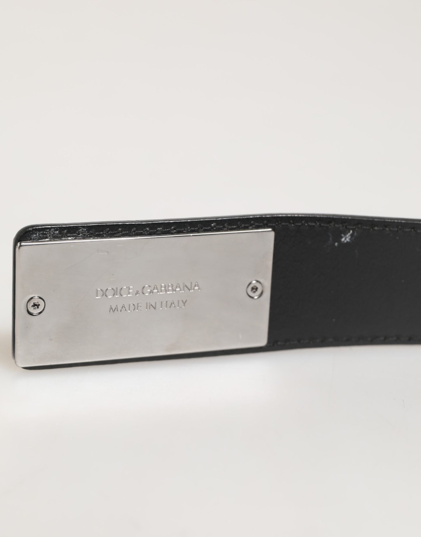 Dolce & Gabbana Zwarte Leren Klassieke Metalen Logo Gesp Riem