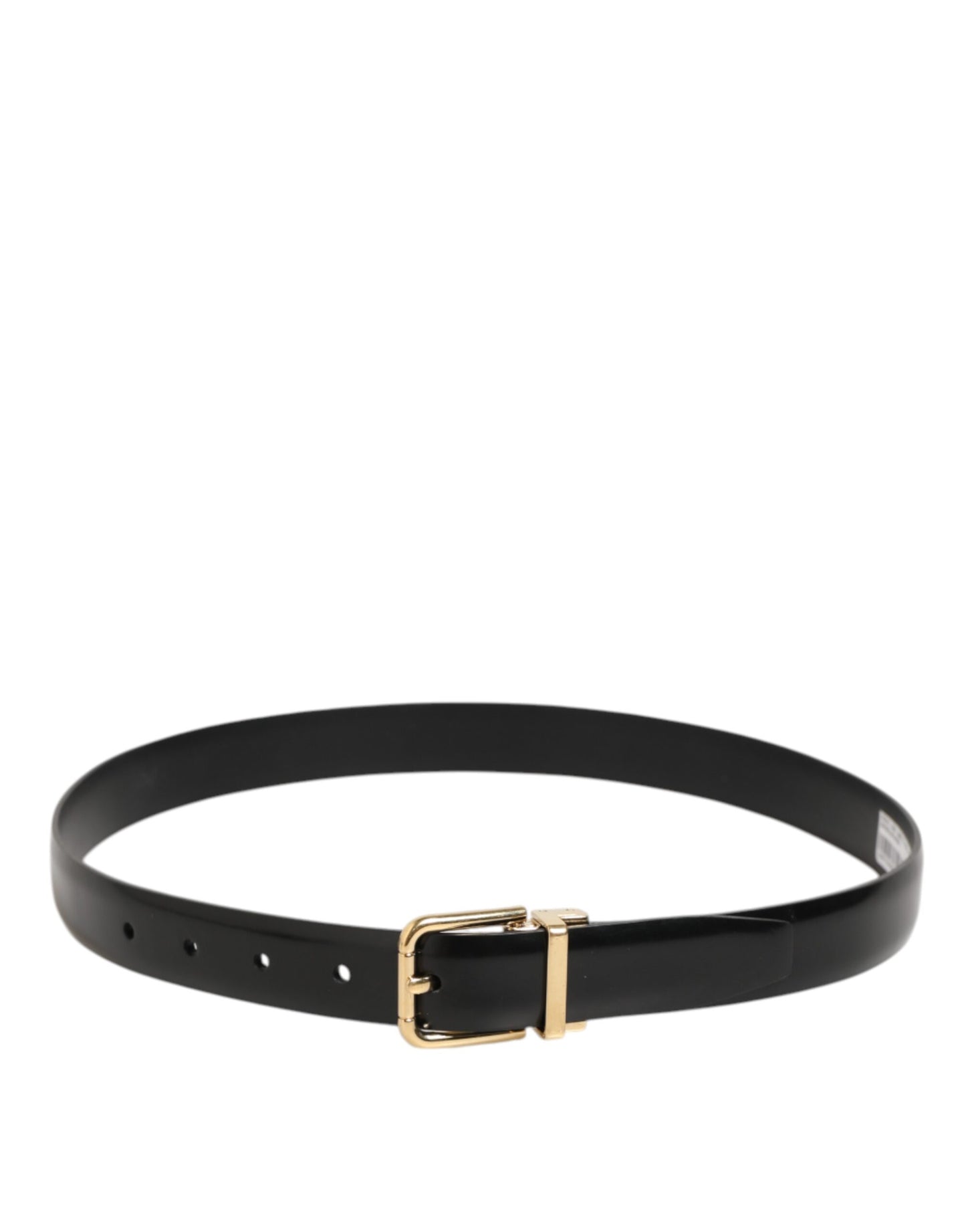 Ceinture Dolce & Gabbana classique en cuir noir avec boucle dorée