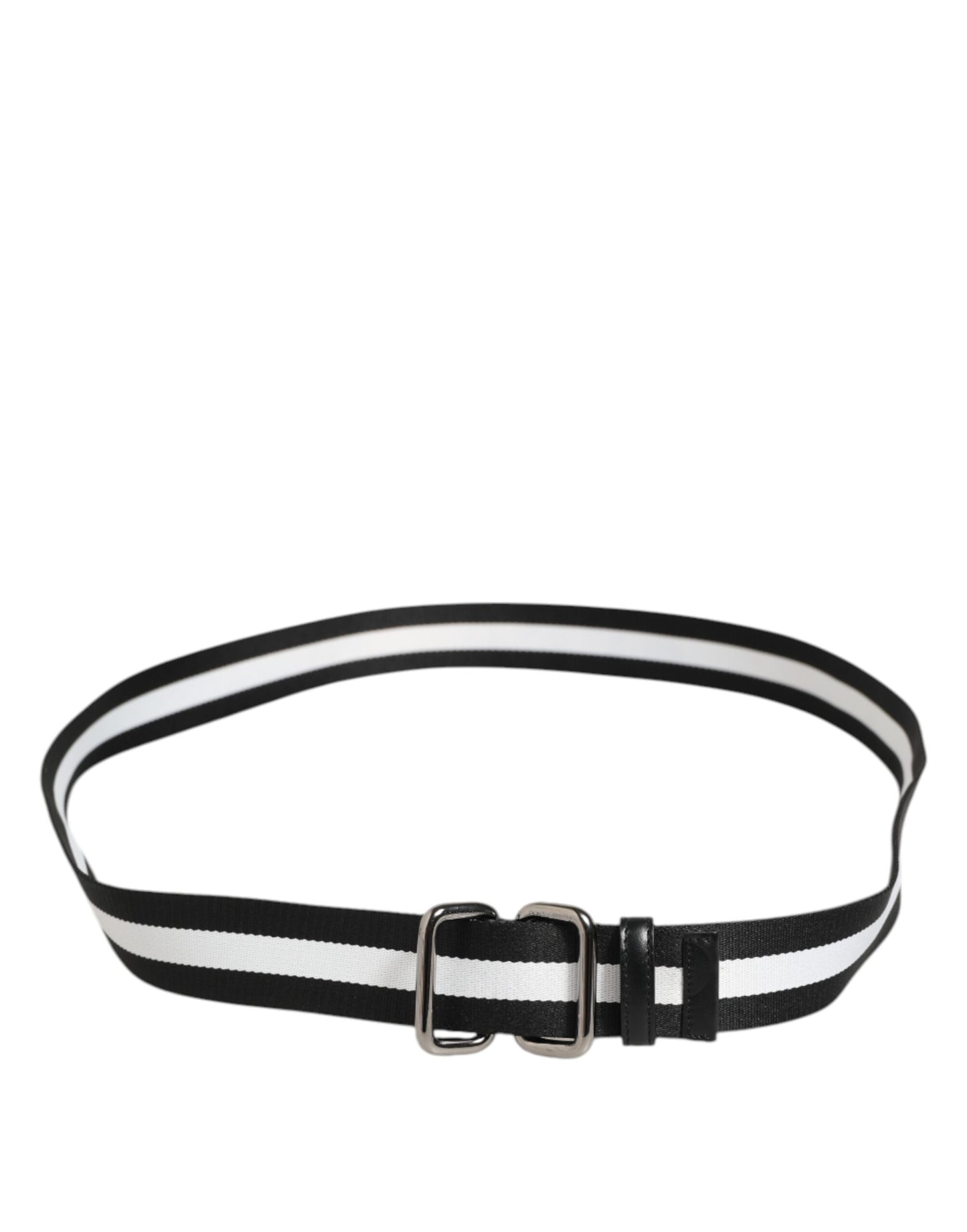 Ceinture homme Dolce & Gabbana à rayures noires et blanches et boucle métallique