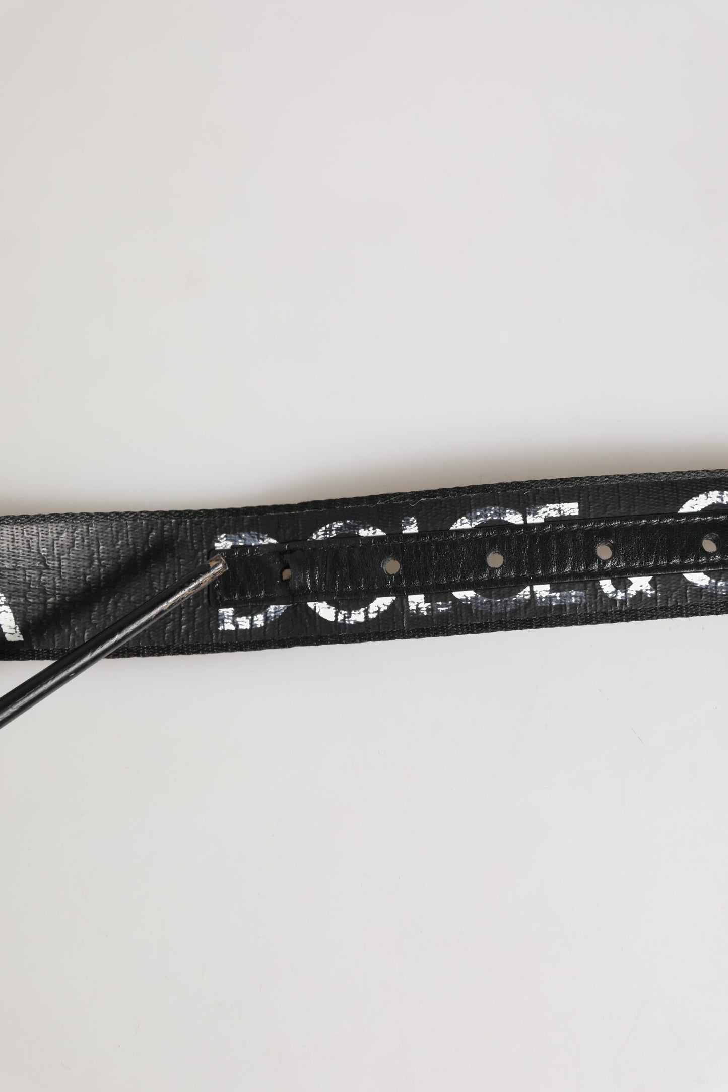 Ceinture à boucle en métal avec logo imprimé noir et blanc Dolce & Gabbana