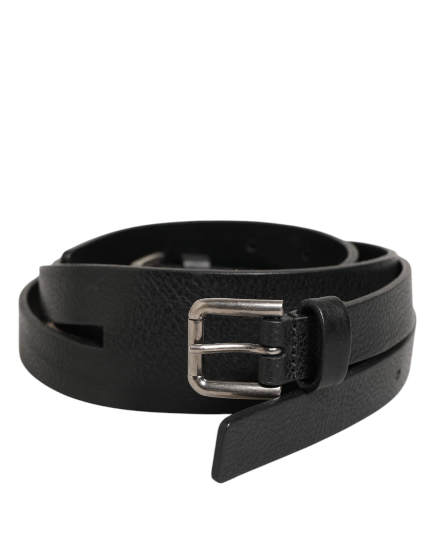 Ceinture en cuir noir à double sangle et boucle dorée Dolce & Gabbana