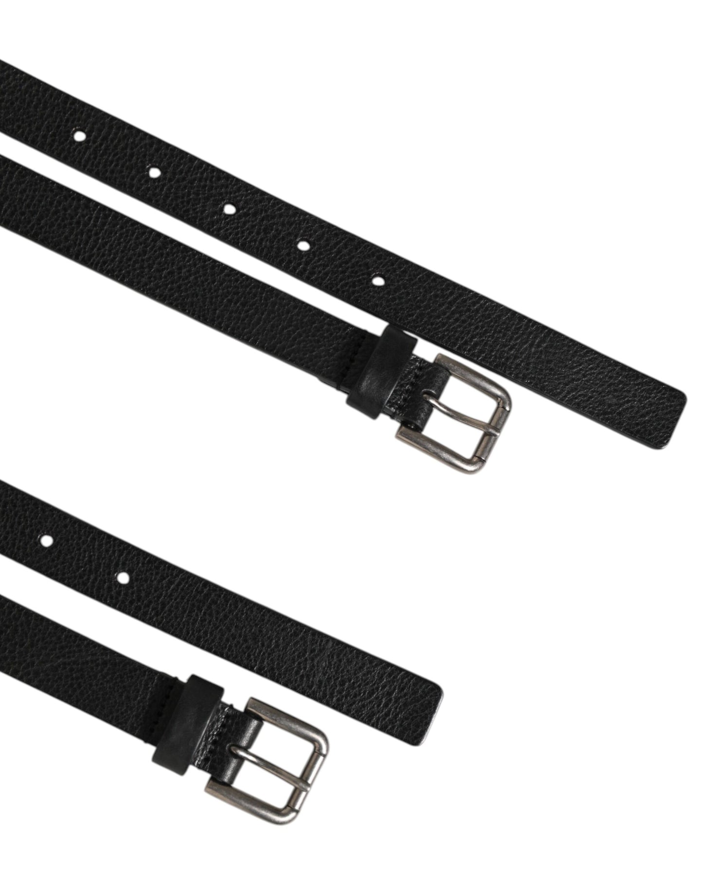 Ceinture en cuir noir à double sangle et boucle dorée Dolce & Gabbana