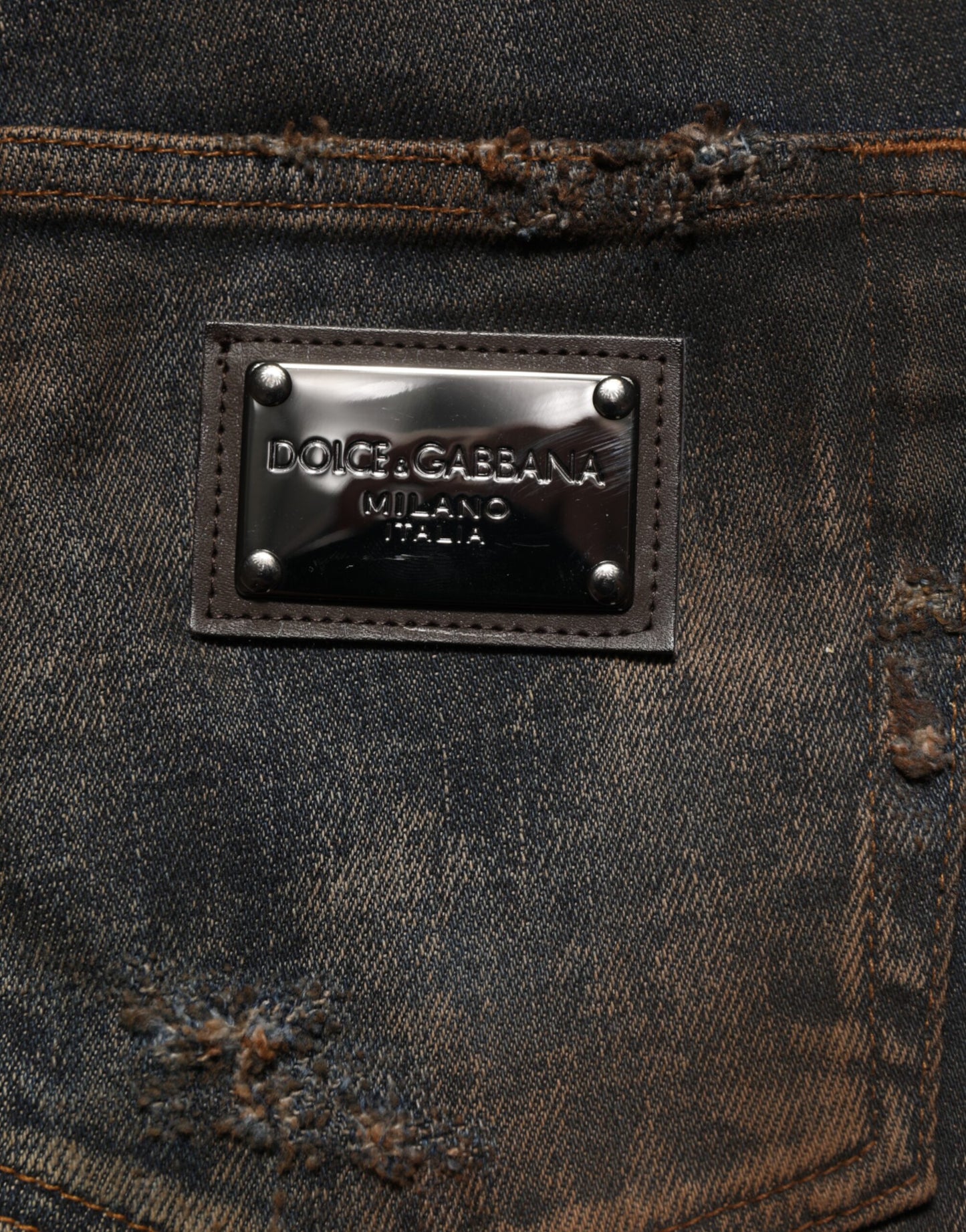 Jean skinny en coton noir délavé pour homme de Dolce & Gabbana