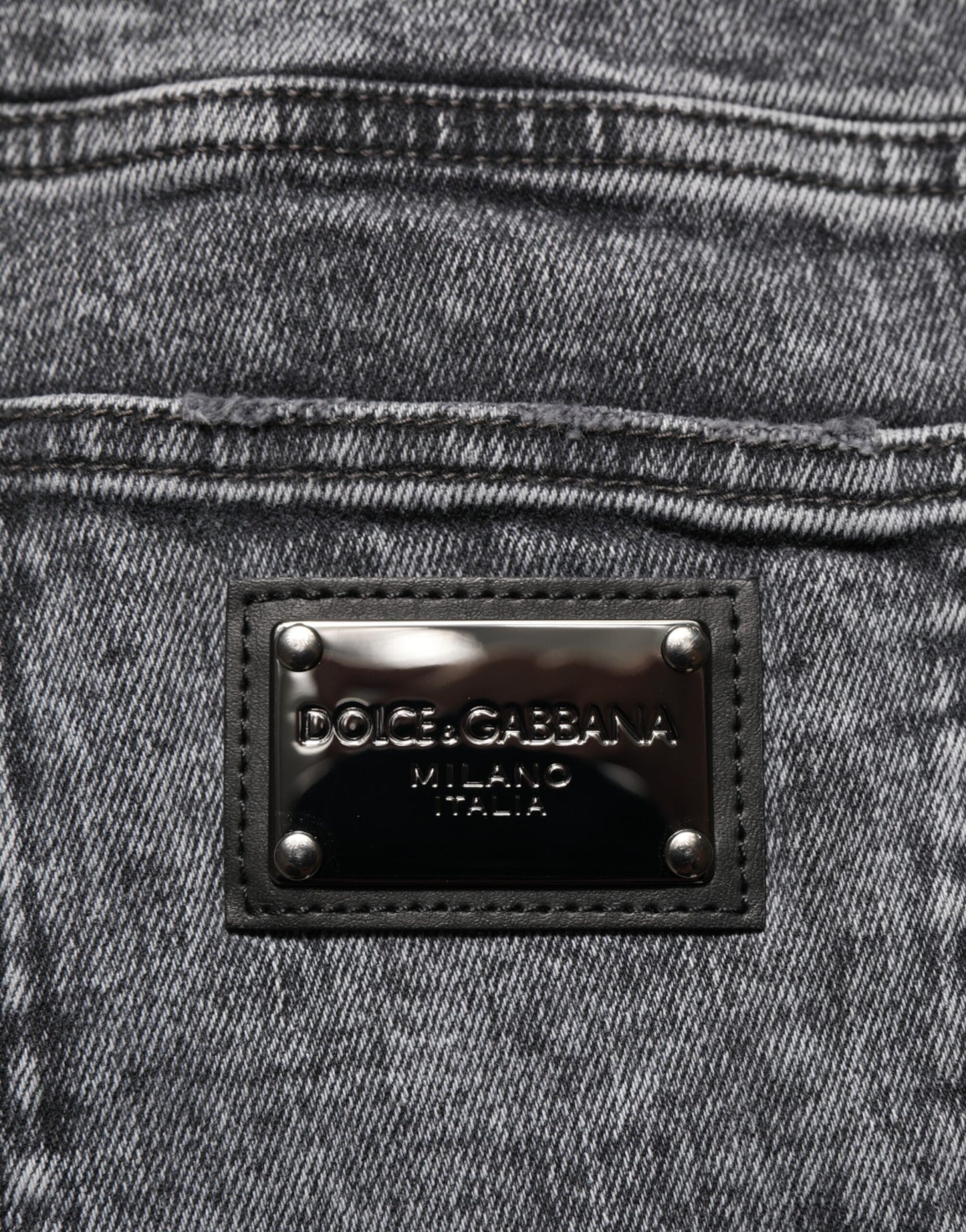 Dolce & Gabbana Grijze Katoenen Slim Fit Denim Broekjeans