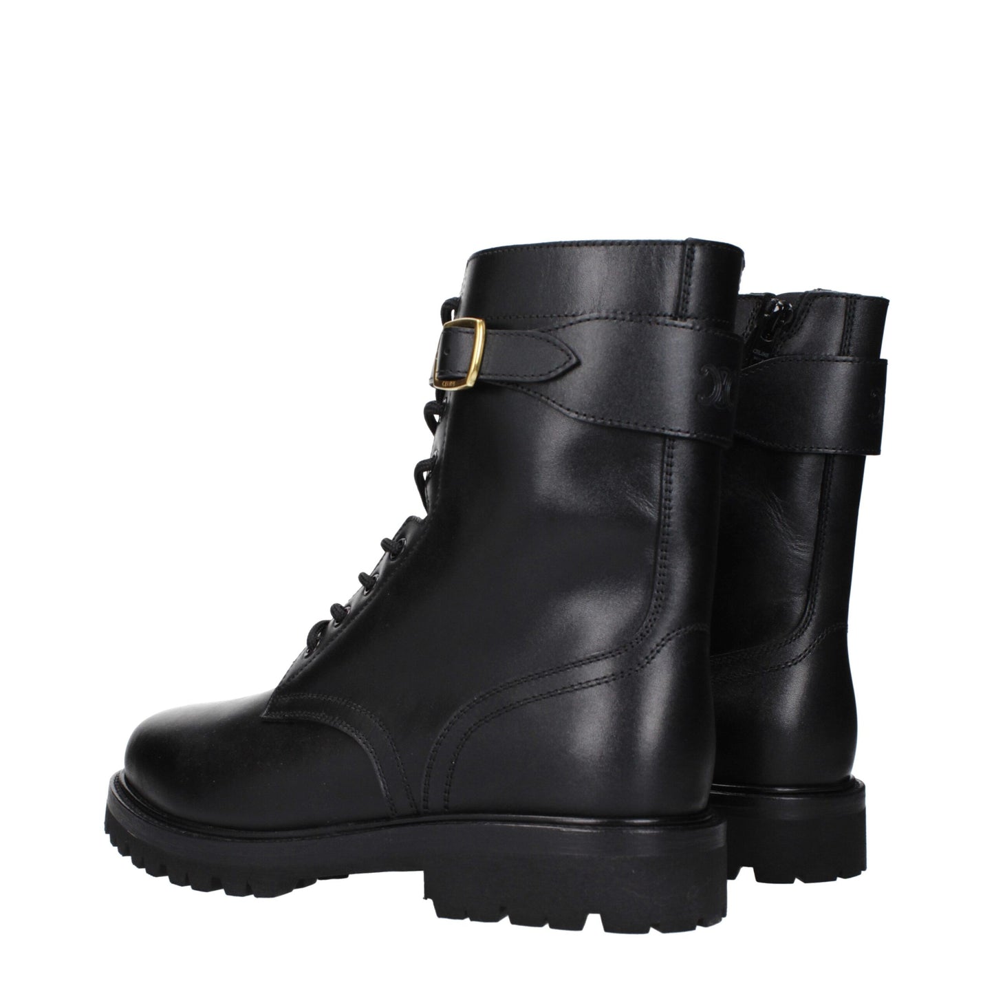 Bottes de cheville en cuir noir de Céline