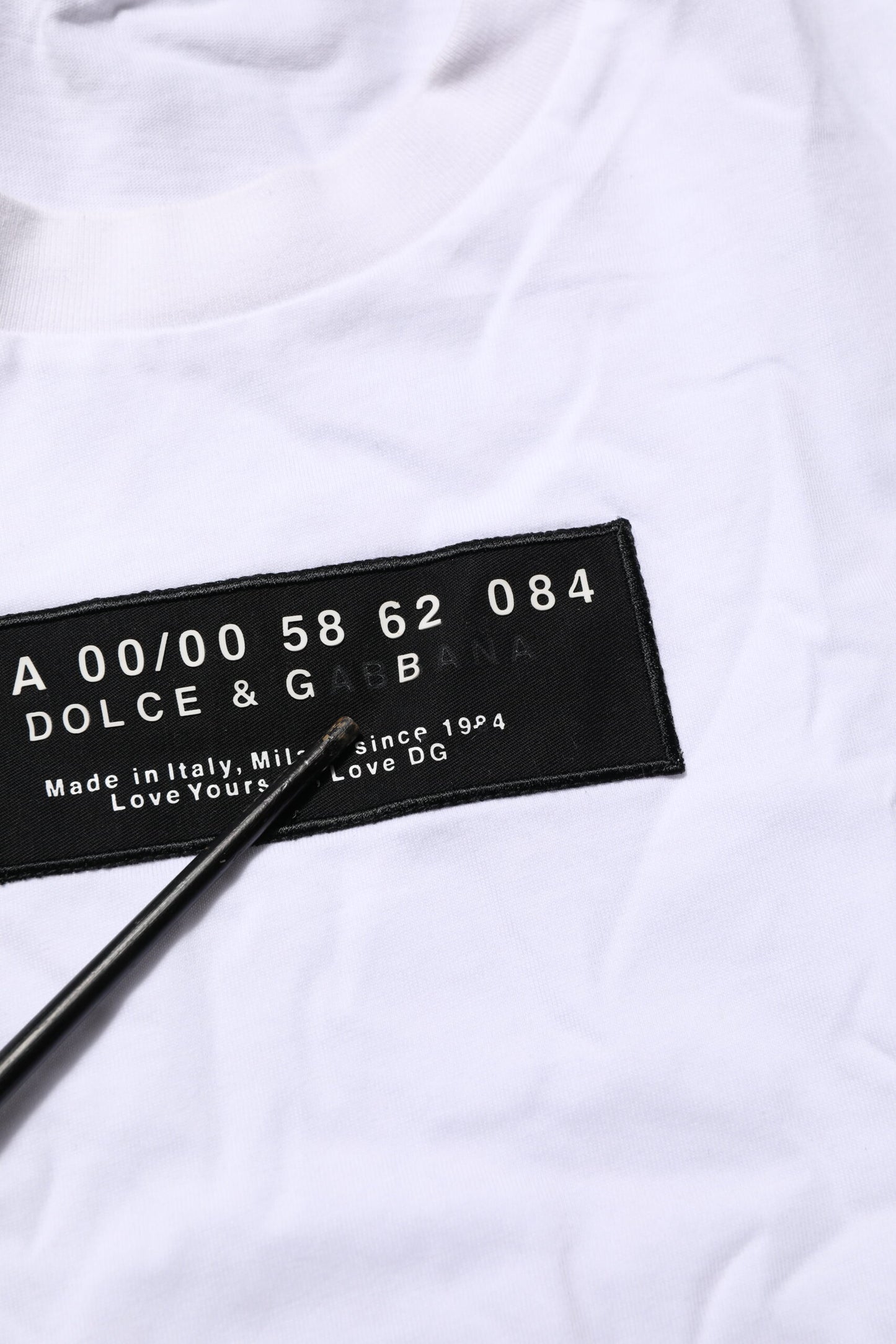 Dolce & Gabbana White Cotton Logo Print Crew Neck Men T-shirt