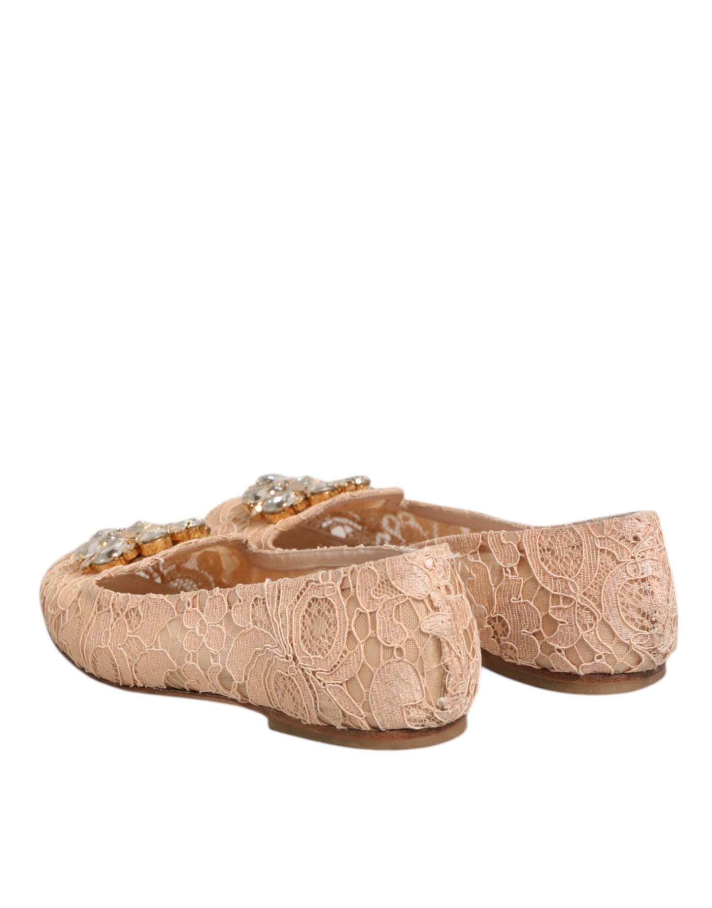 Boutures plates Taormina en dentelle beige et cristaux de Dolce & Gabbana