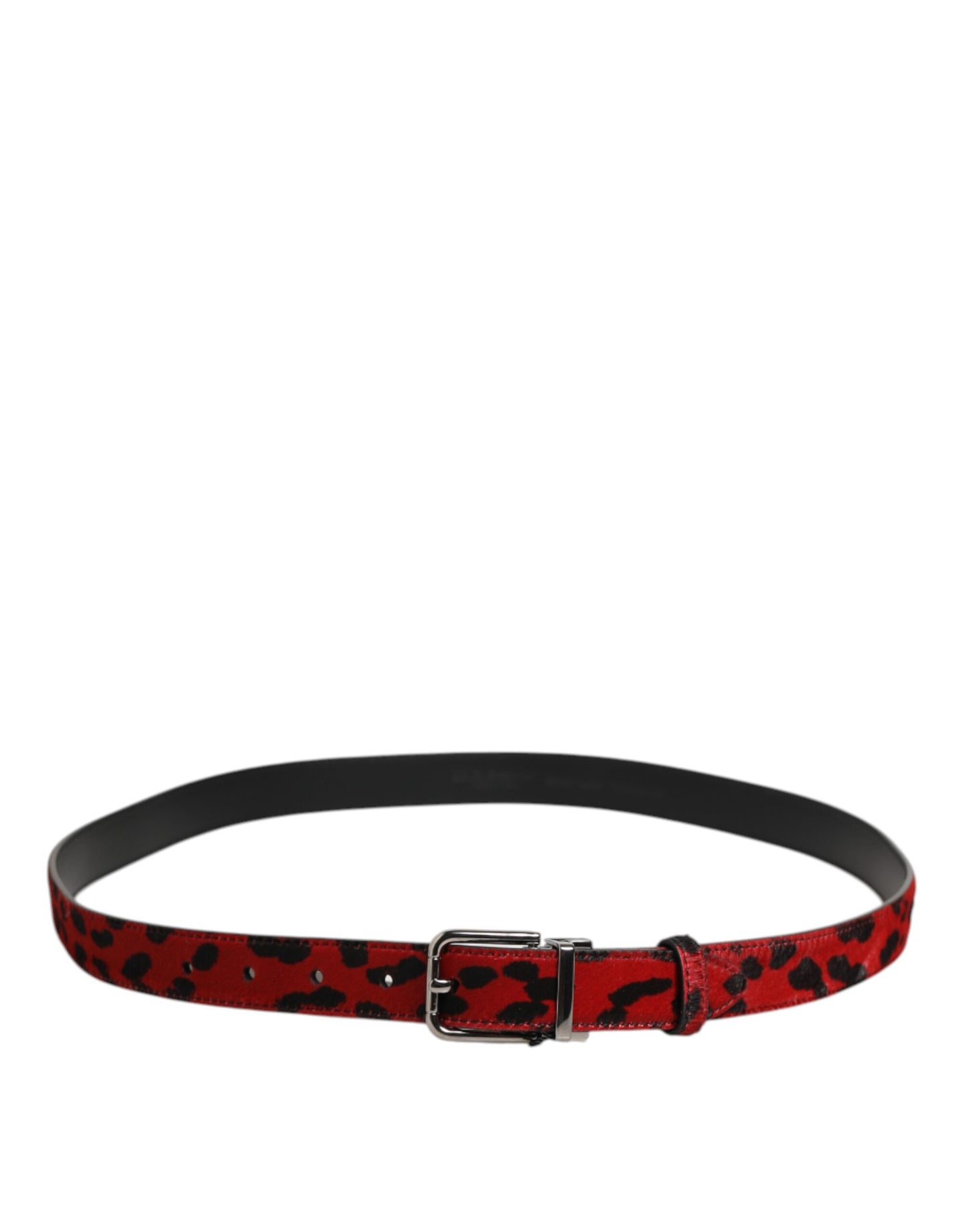 Ceinture homme en cuir de veau avec boucle en métal, rouge et noire, Dolce & Gabbana.