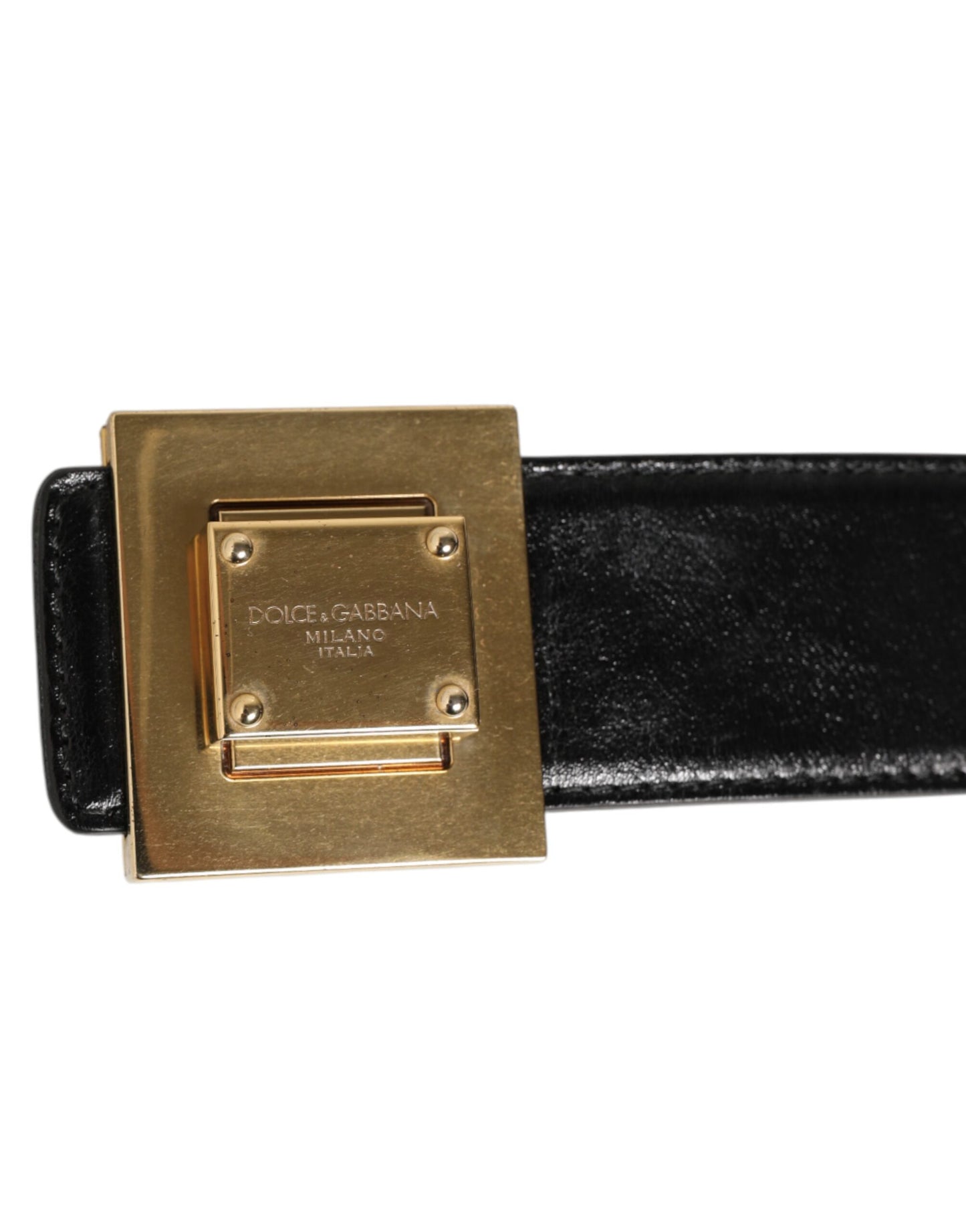 Ceinture classique en cuir noir Dolce & Gabbana avec boucle en métal et logo