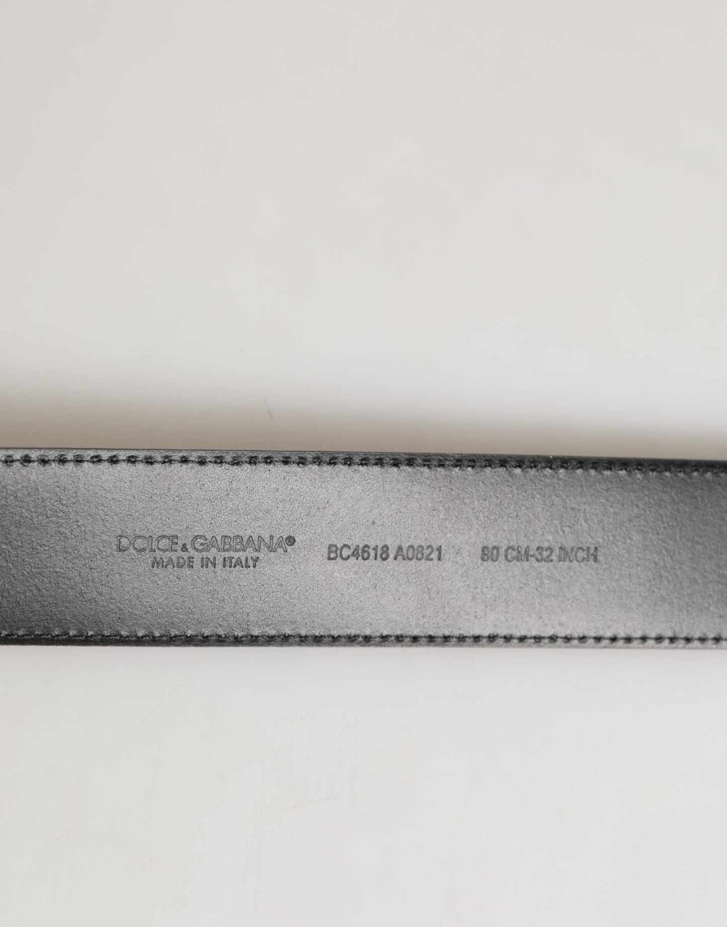 Ceinture classique en cuir noir Dolce & Gabbana avec boucle en métal et logo