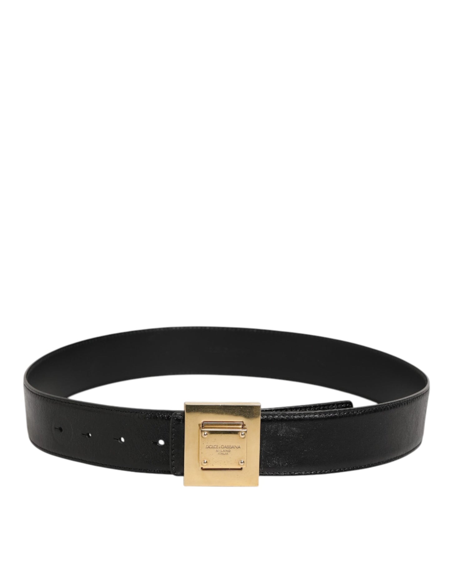 Ceinture classique en cuir noir Dolce & Gabbana avec boucle en métal et logo