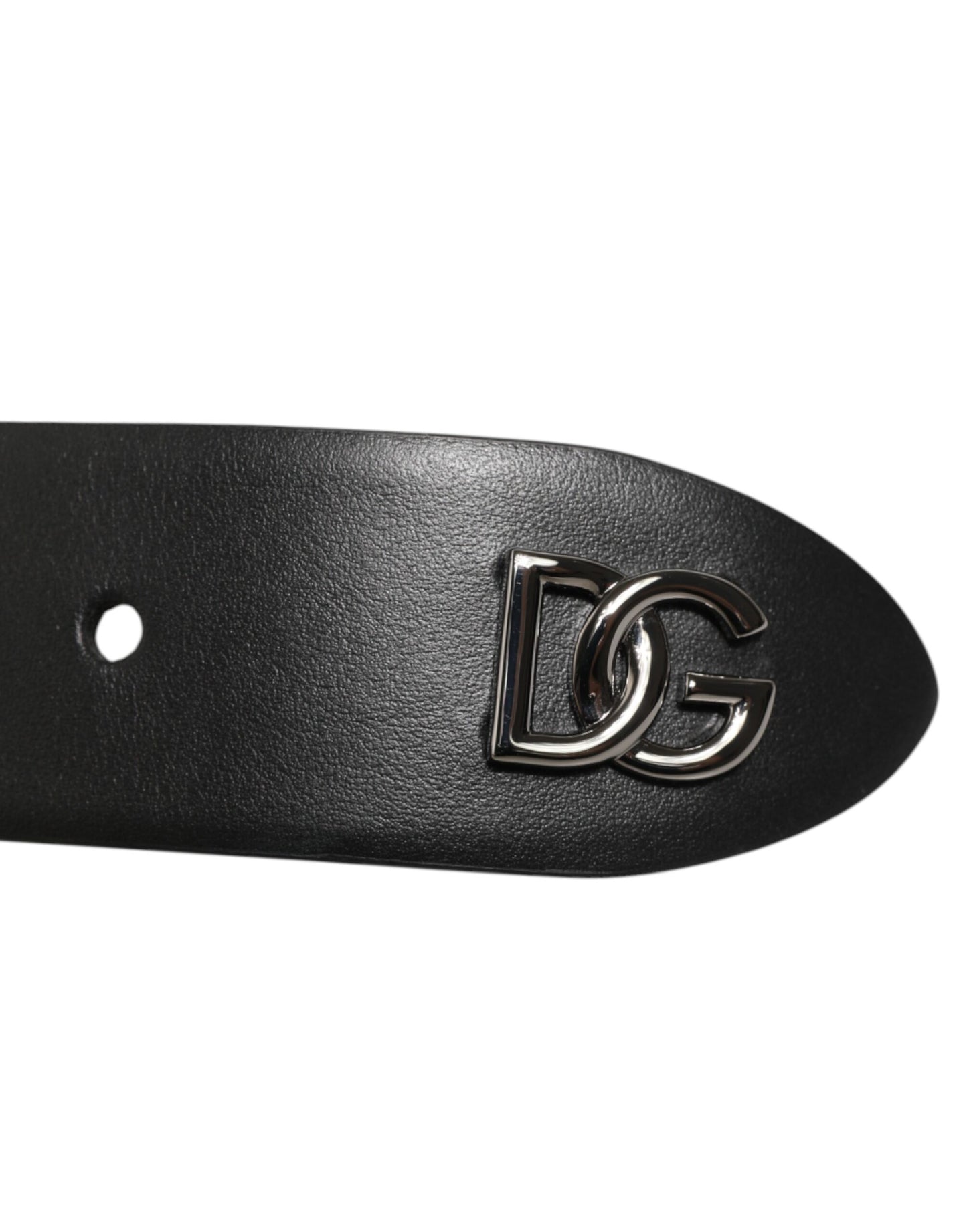 Dolce & Gabbana Zwarte Kalfsleren Riem met Zilveren Gesp en Studs