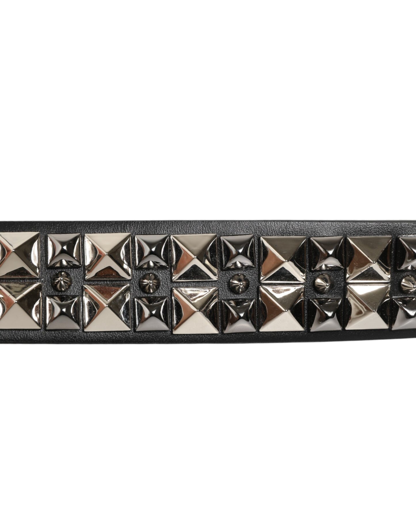 Dolce & Gabbana Zwarte Kalfsleren Riem met Zilveren Gesp en Studs