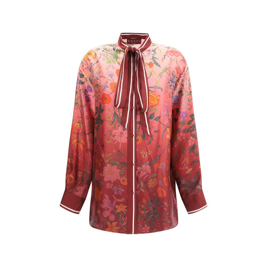 Chemise en soie à motifs floraux Gucci