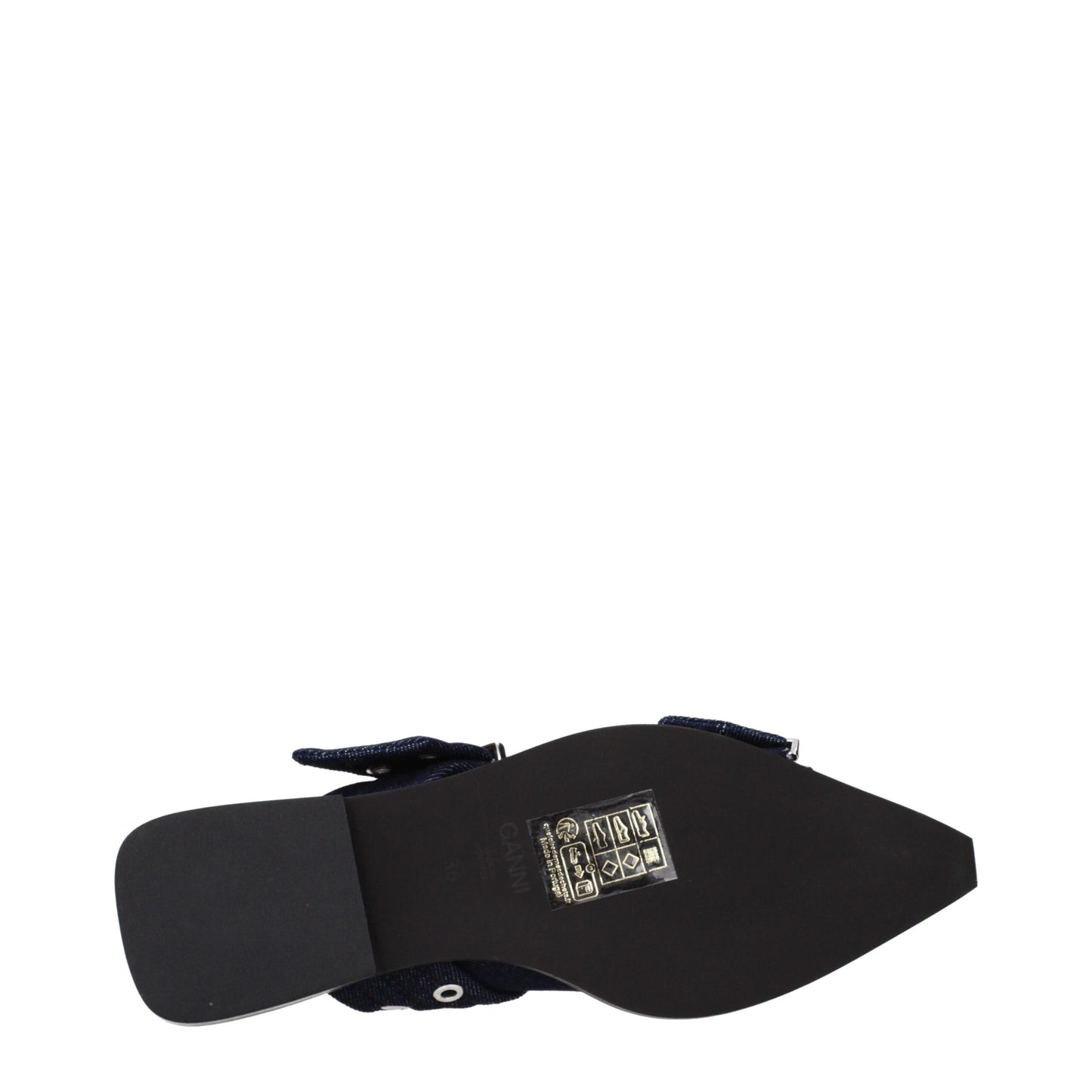 Sandales plates en tissu bleu Ganni