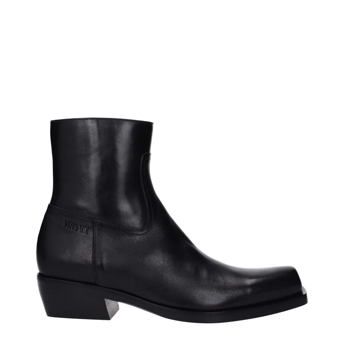 Bottines en cuir noir Versace