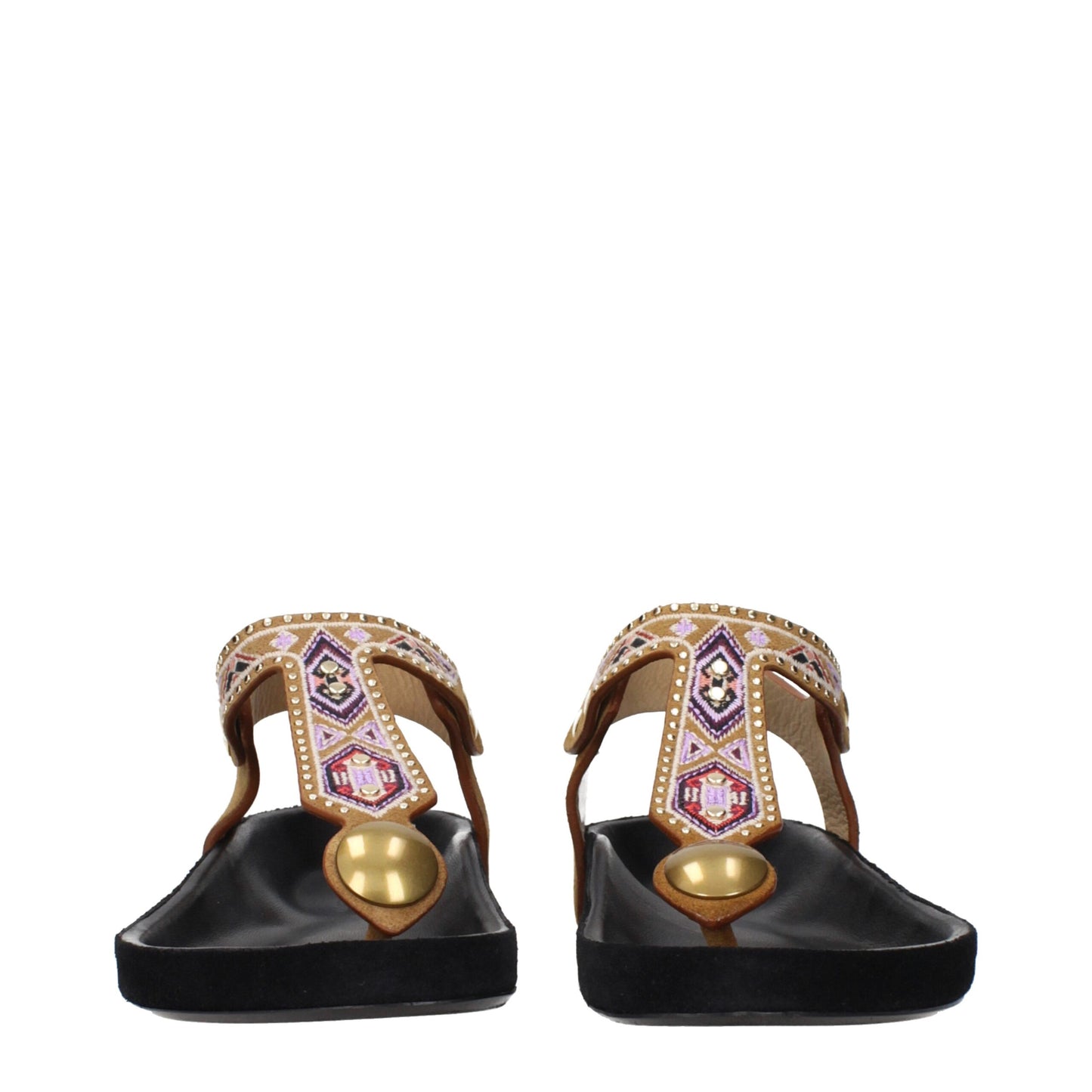 Sandales compensées en cuir beige d'Isabel Marant